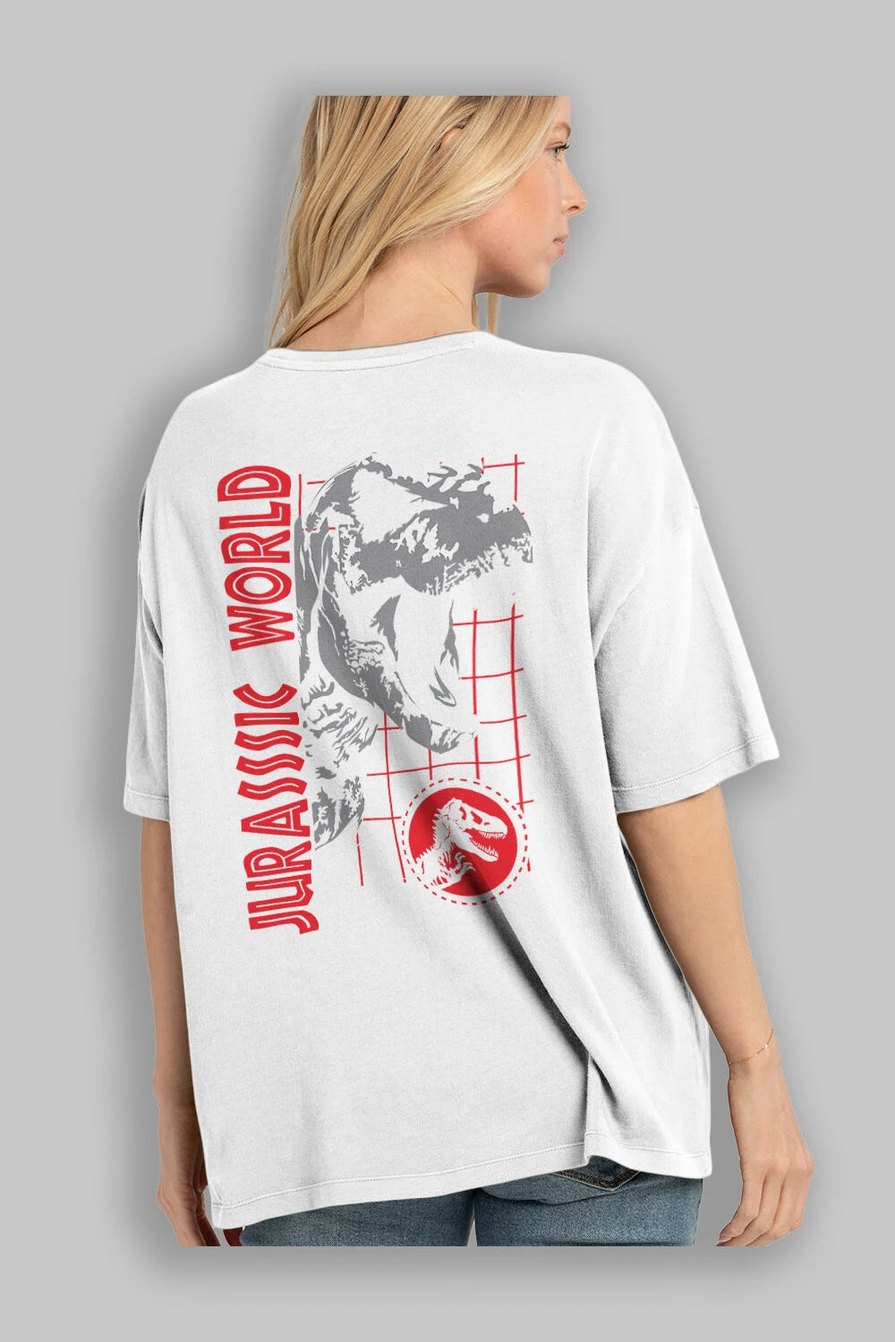 Jurassic Park (2) Arka Baskılı Oversize t-shirt Erkek Kadın Unisex %100 Pamuk Bisiklet Yaka tişort