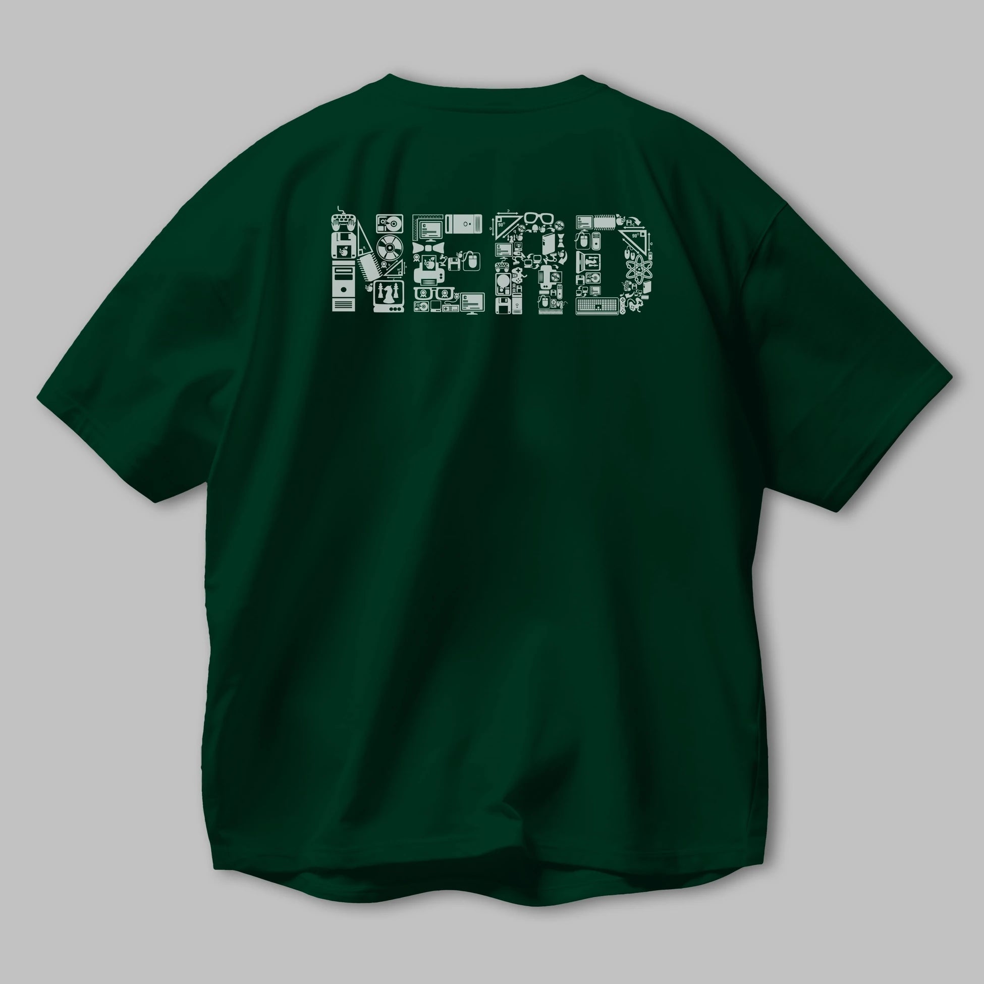 NERD Arka Baskılı Oversize t-shirt %100 pamuk Erkek Kadın Unisex