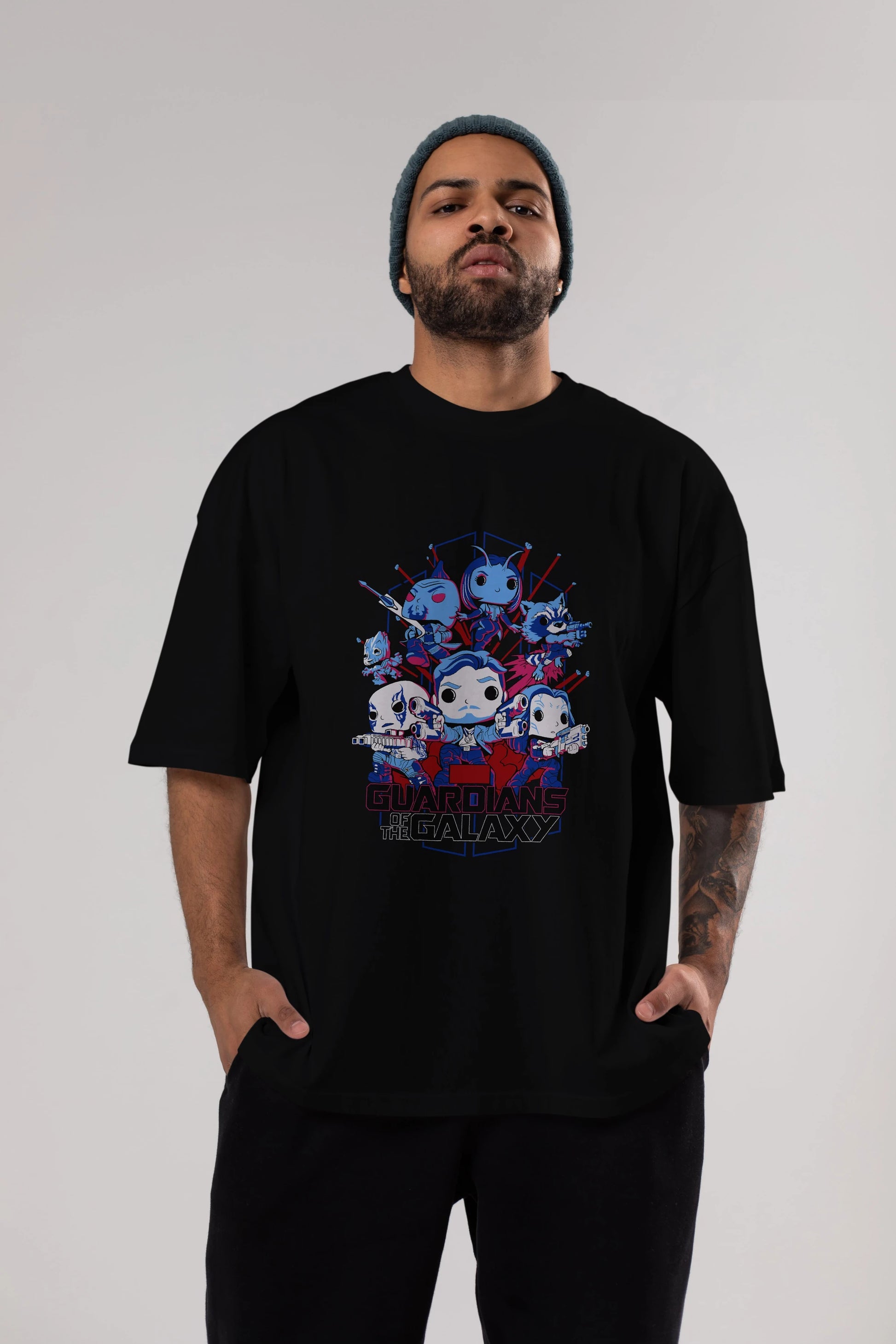Guardians of the Galaxy Ön Baskılı Oversize t-shirt Erkek Kadın Unisex %100 Pamuk Bisiklet Yaka tişort