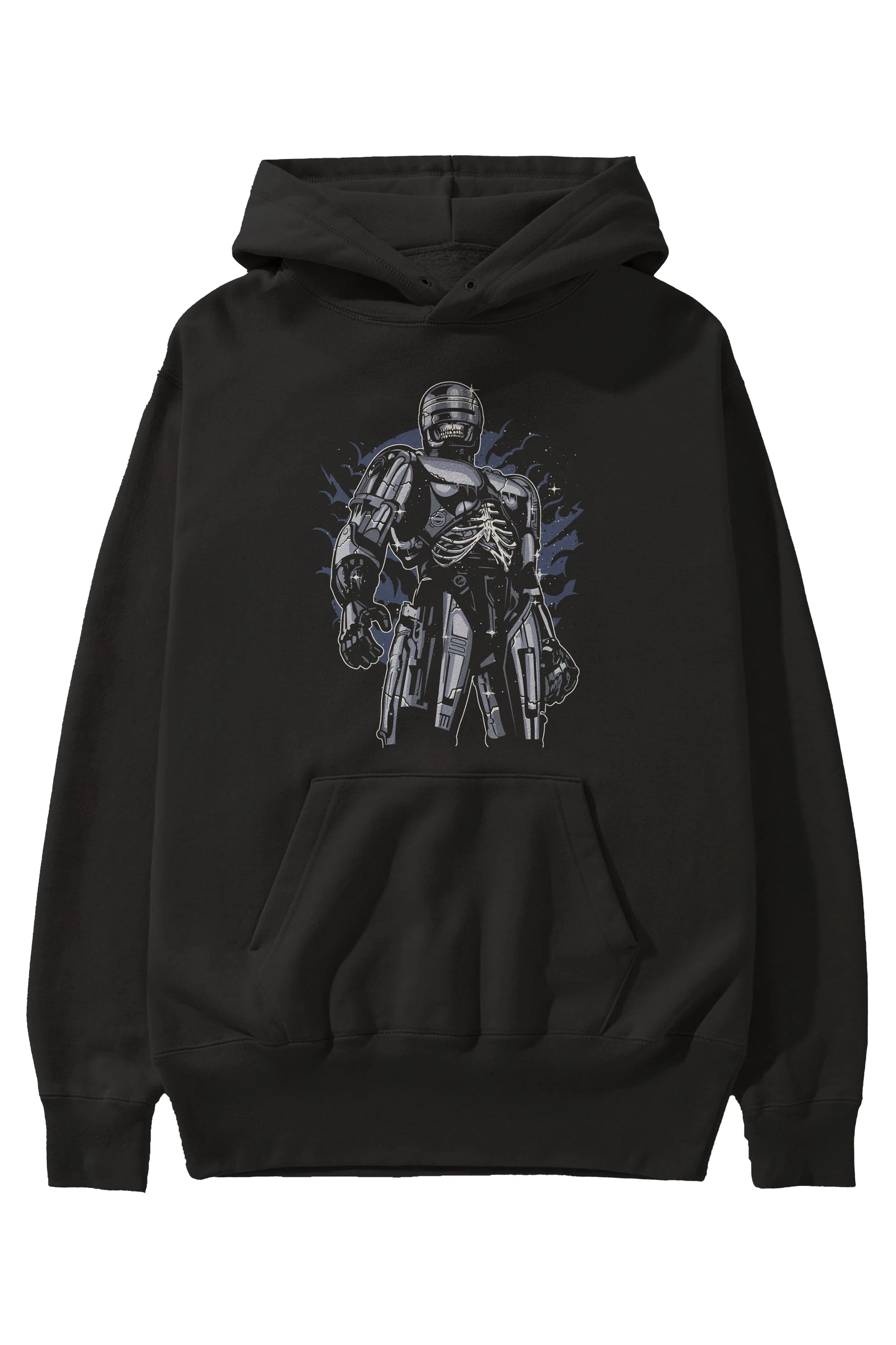 Roboskull Ön Baskılı Hoodie Oversize Kapüşonlu Sweatshirt Erkek Kadın Unisex
