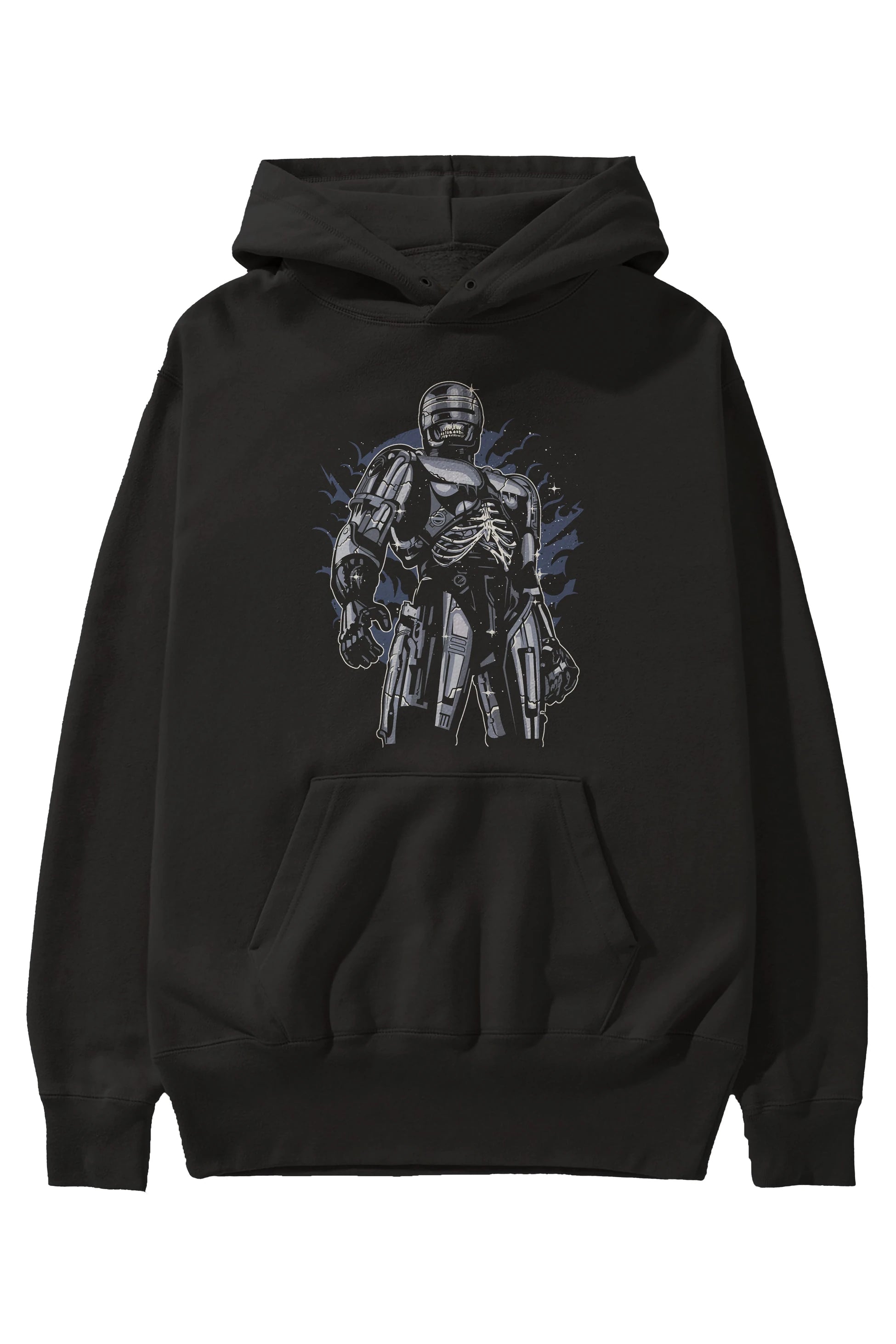 Roboskull Ön Baskılı Hoodie Oversize Kapüşonlu Sweatshirt Erkek Kadın Unisex