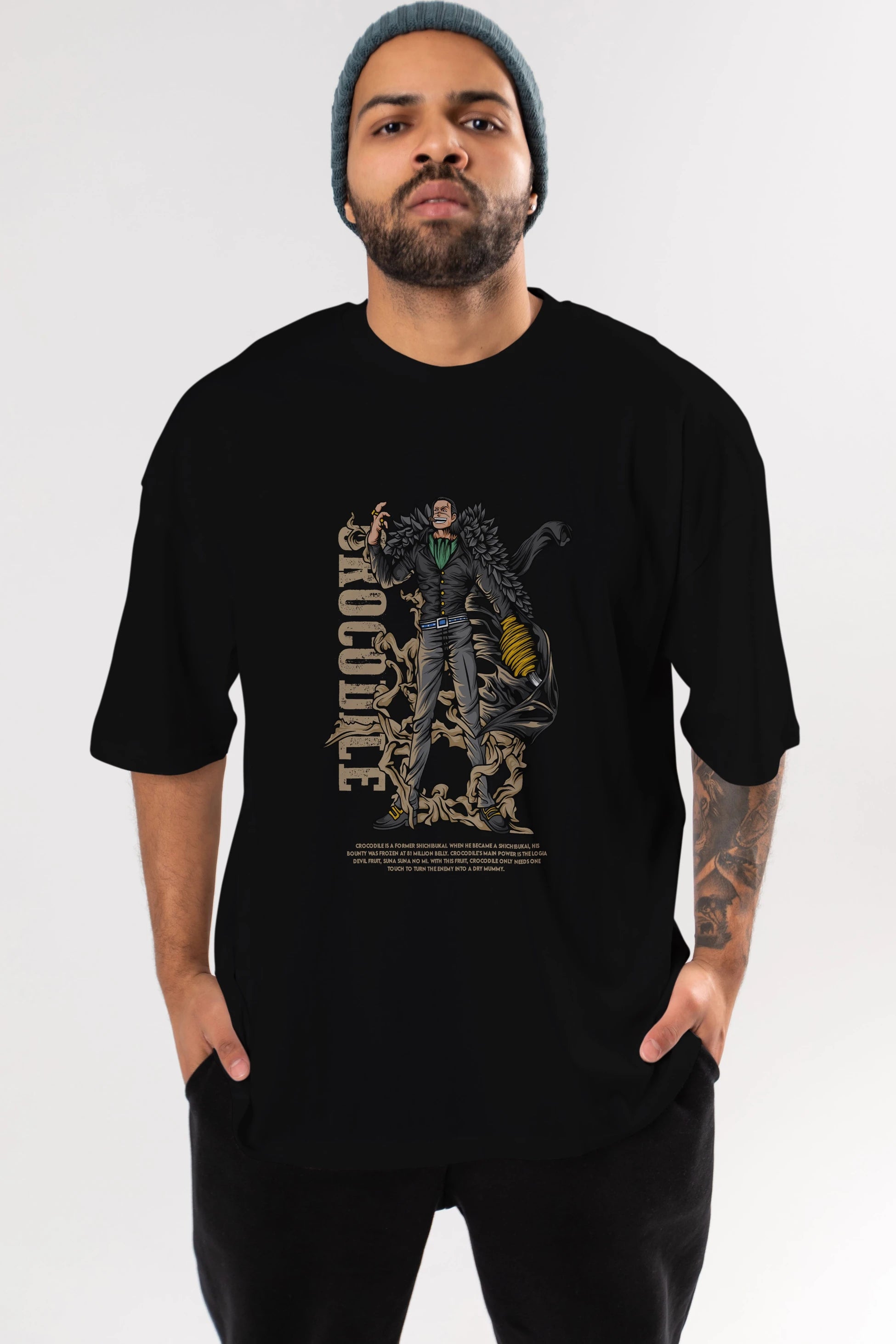 Crocodile Anime Ön Baskılı Oversize t-shirt %100 pamuk Erkek Kadın Unisex