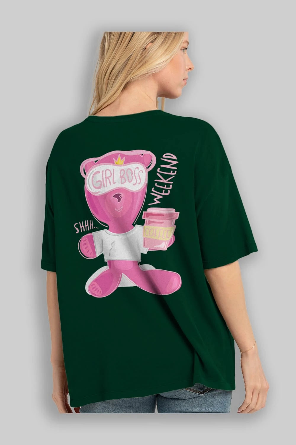 Girl Boss Bear Arka Baskılı Oversize t-shirt Erkek Kadın Unisex