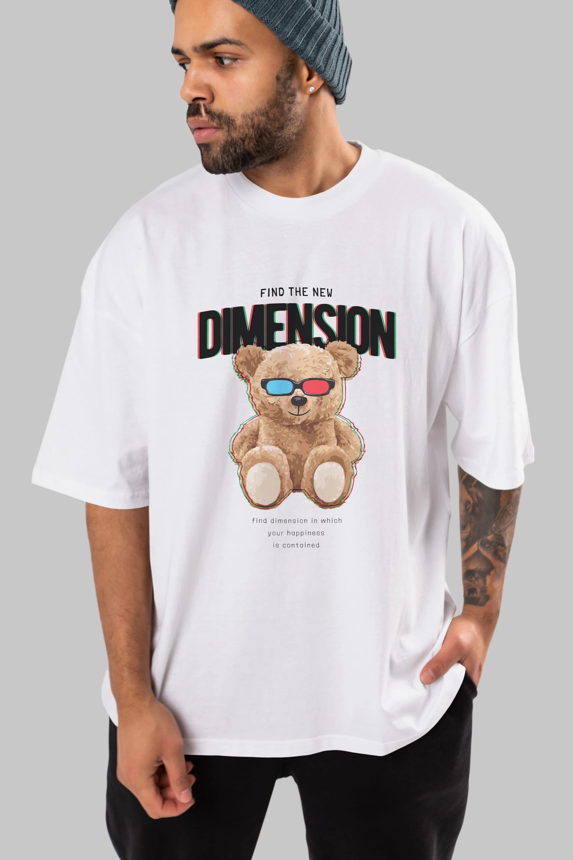 Teddy Bear Dimension Ön Baskılı Oversize t-shirt Erkek Kadın Unisex %100 Pamuk