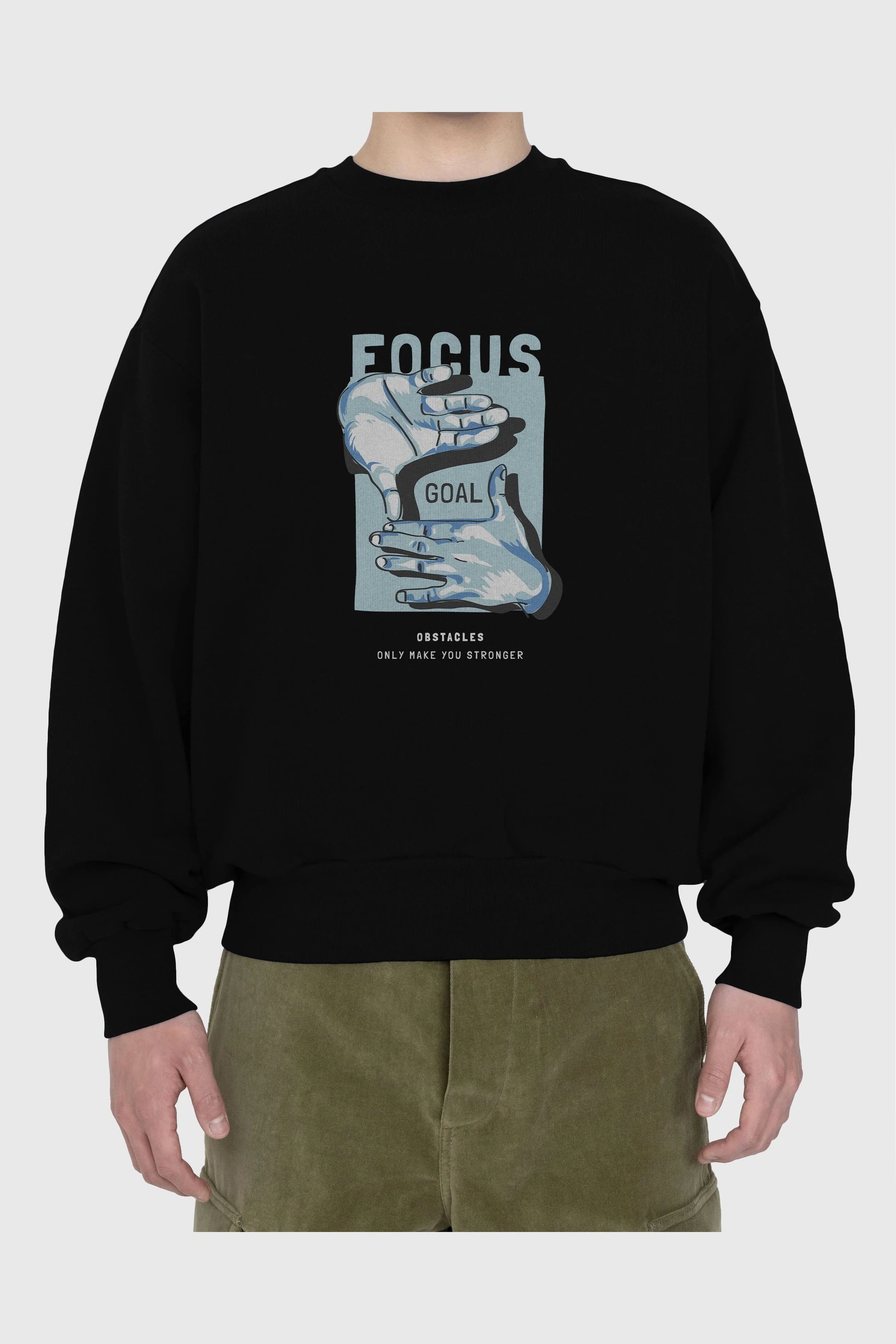 Focus Goal Ön Baskılı Oversize Sweatshirt Erkek Kadın Unisex