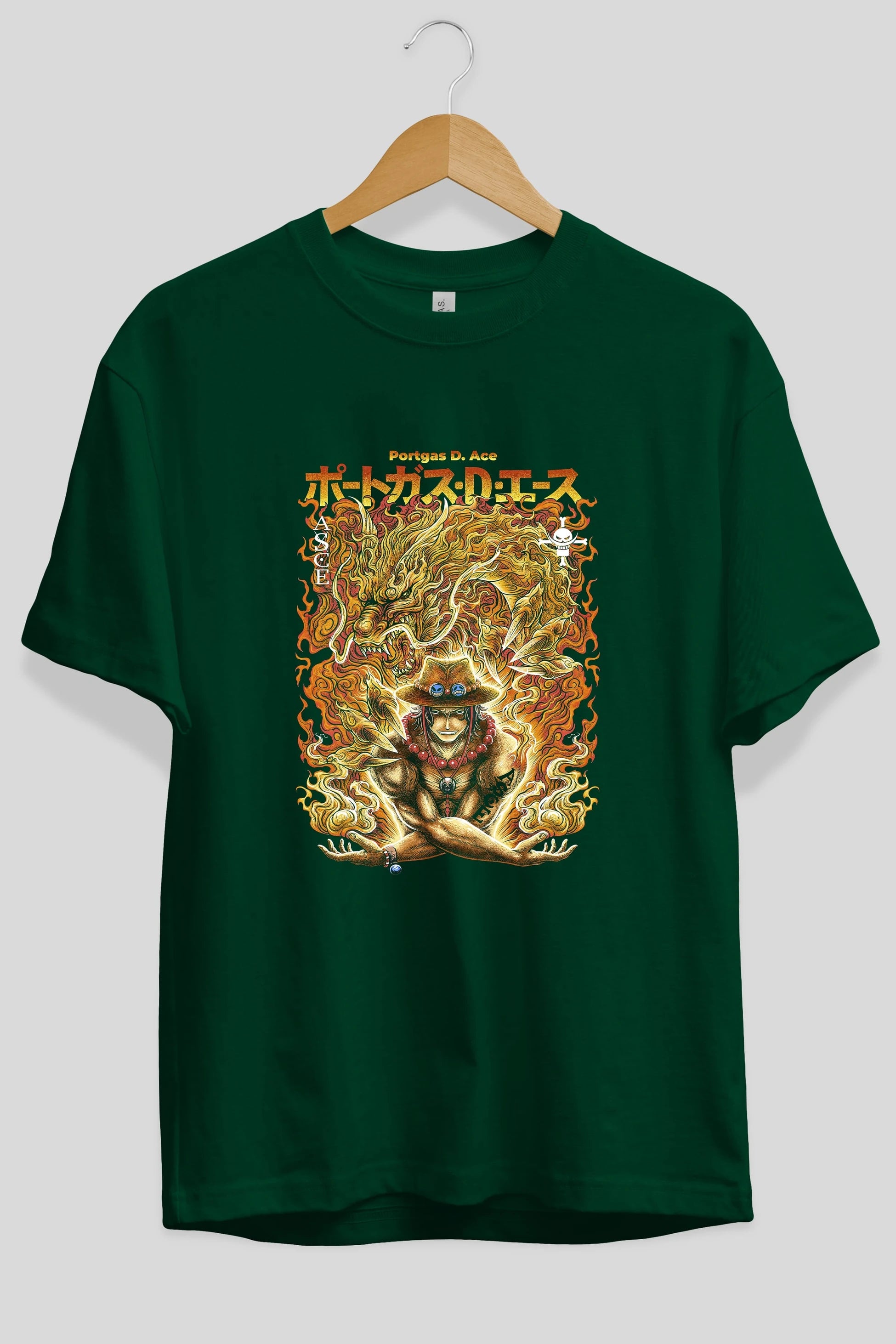 PORTGAS D. ACE Anime Ön Baskılı Oversize t-shirt %100 pamuk Erkek Kadın Unisex