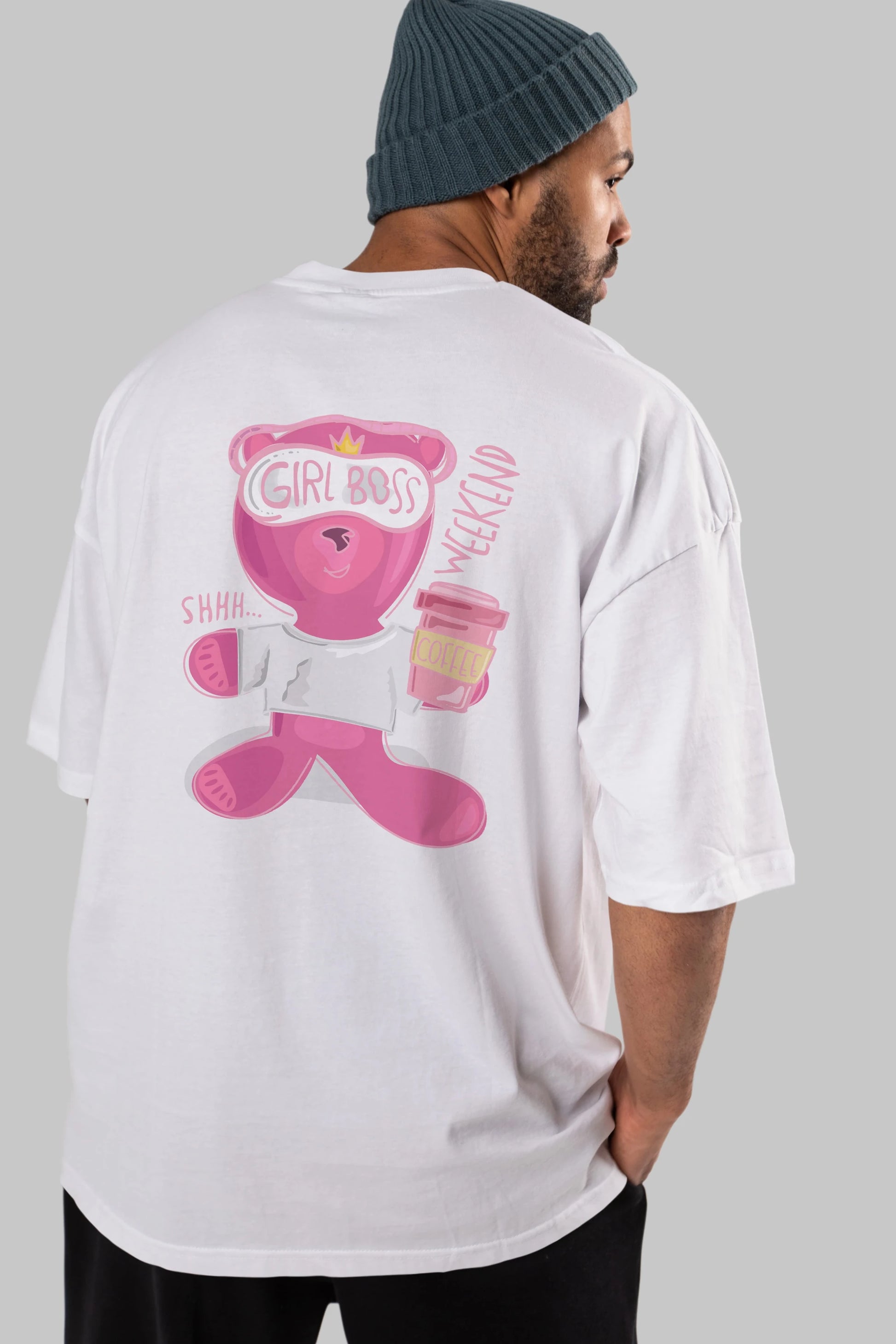 Girl Boss Bear Arka Baskılı Oversize t-shirt Erkek Kadın Unisex