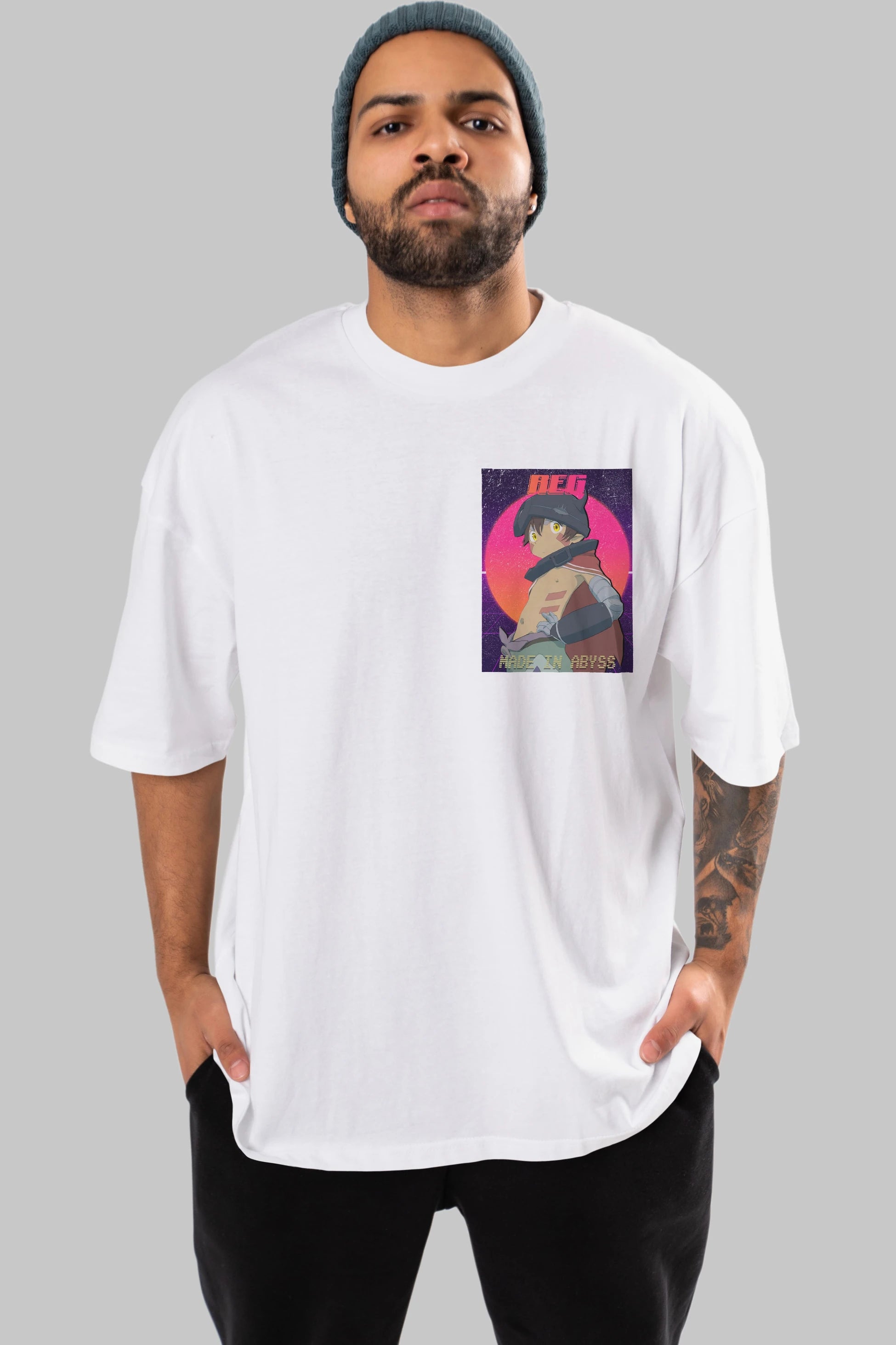 Reg 7 Ön Sol Baskılı Oversize t-shirt Erkek Kadın Unisex %100 Pamuk Bisiklet Yaka tişort
