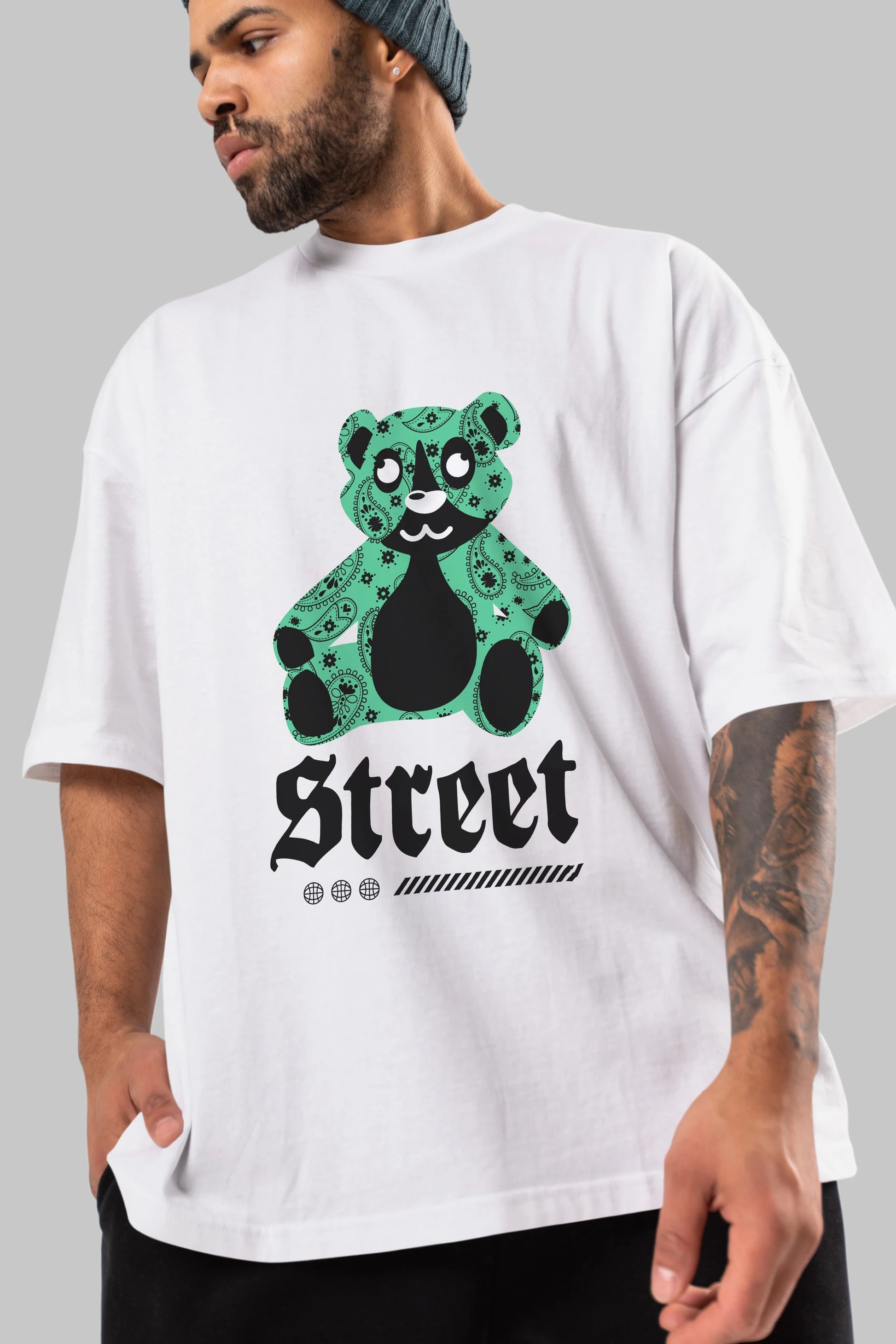 Street Bear Ön Baskılı Oversize t-shirt Erkek Kadın Unisex