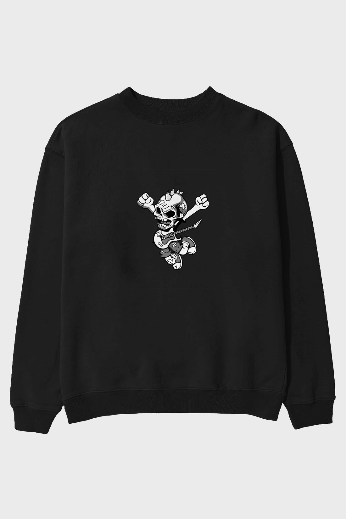 Punk Rocker Metal Guitar Ön Baskılı Oversize Sweatshirt Erkek Kadın Unisex