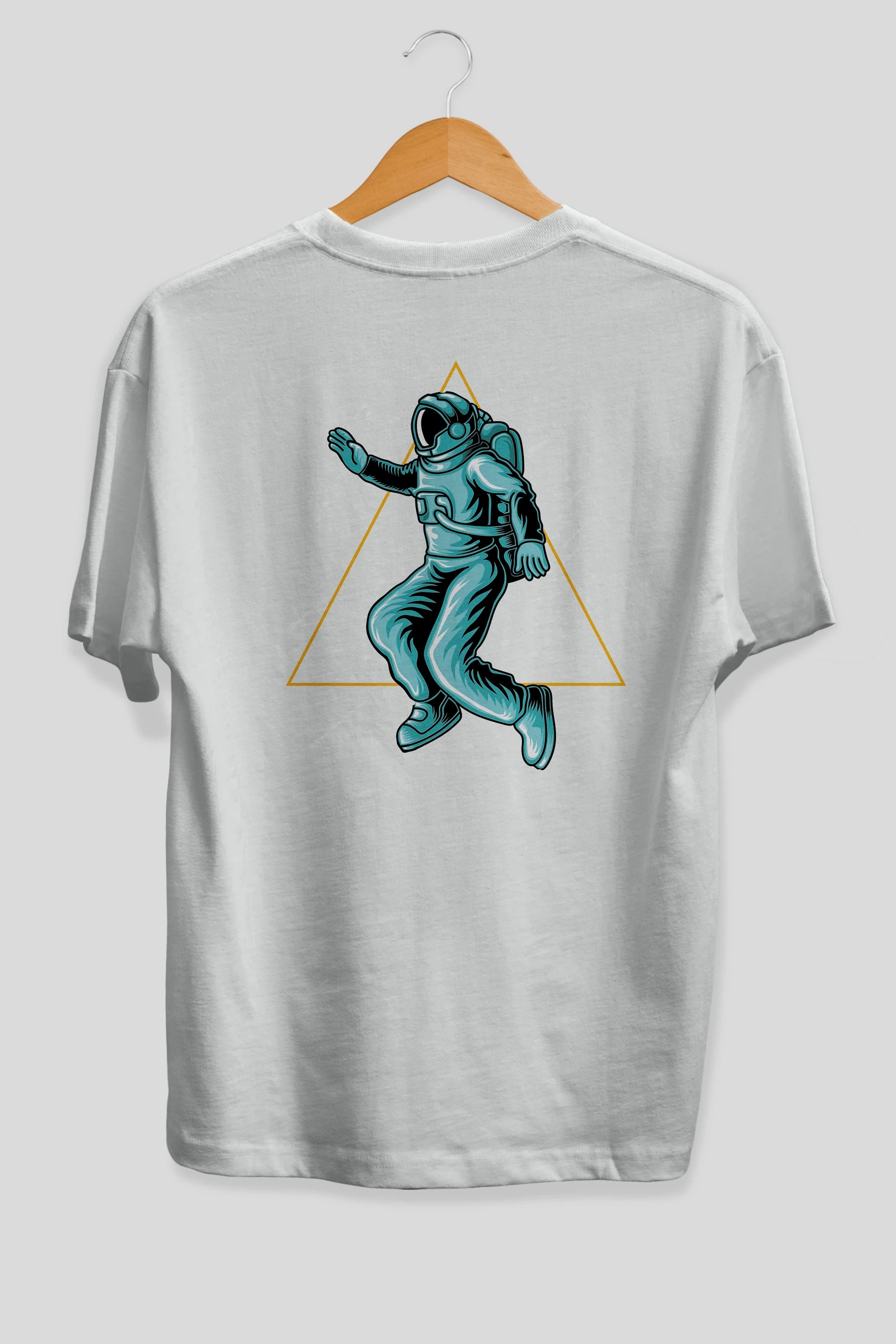 Astronaut Starry Triangle Arka Baskılı Oversize t-shirt Erkek Kadın Unisex