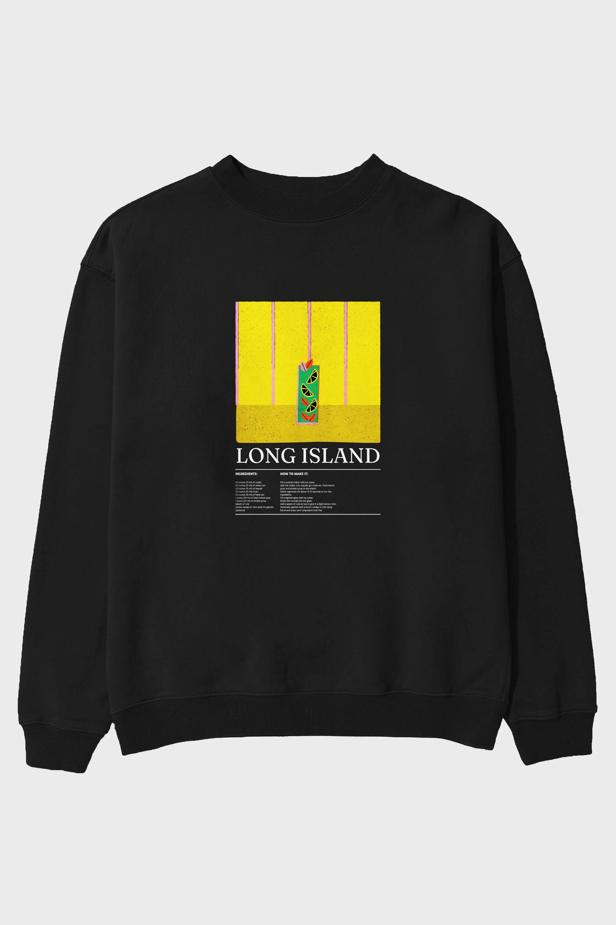 Long Island ön Baskılı Oversize Sweatshirt Erkek Kadın Unisex