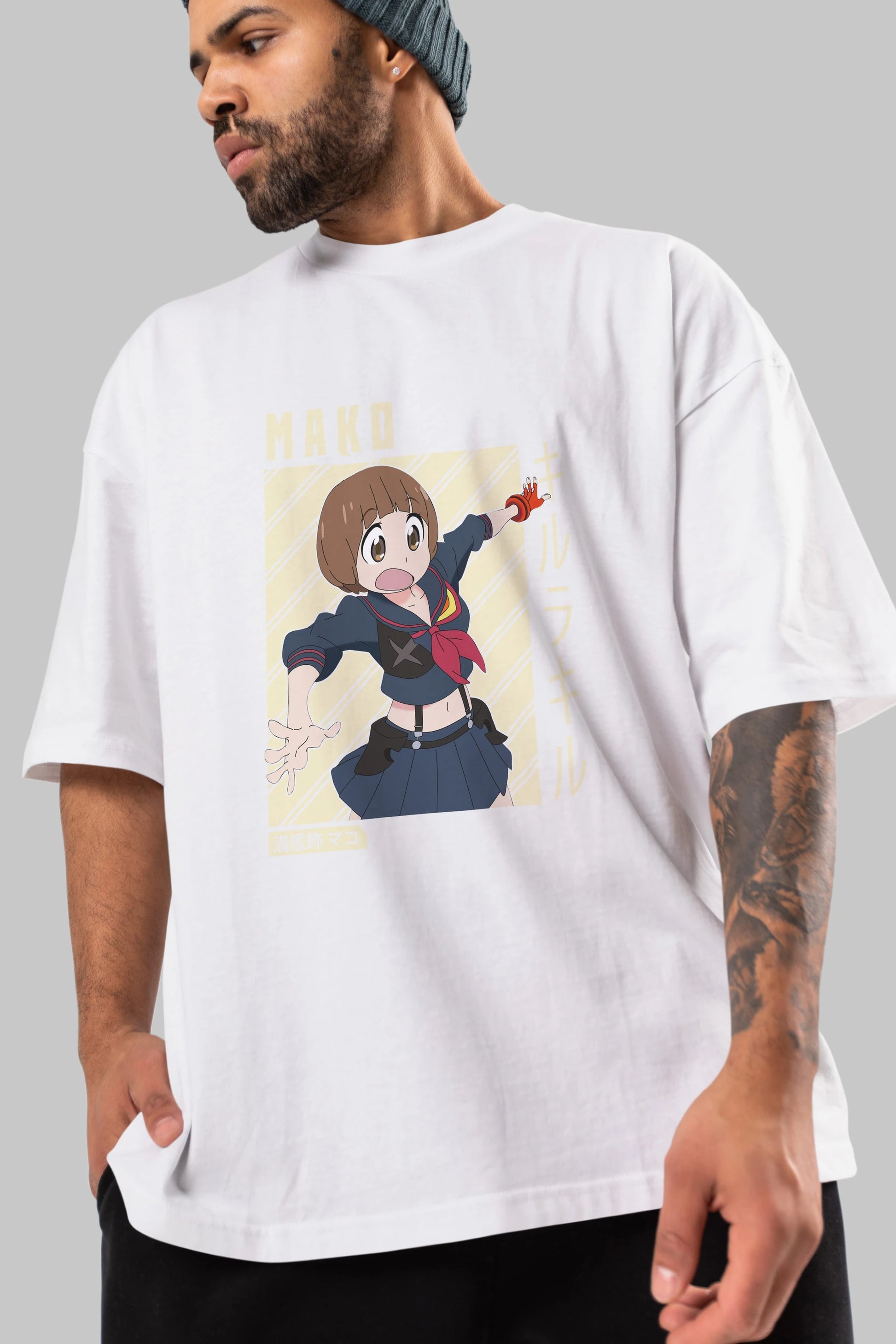 Mako Mankanshoku 1 Anime Ön Baskılı Oversize t-shirt %100 pamuk Erkek Kadın Unisex