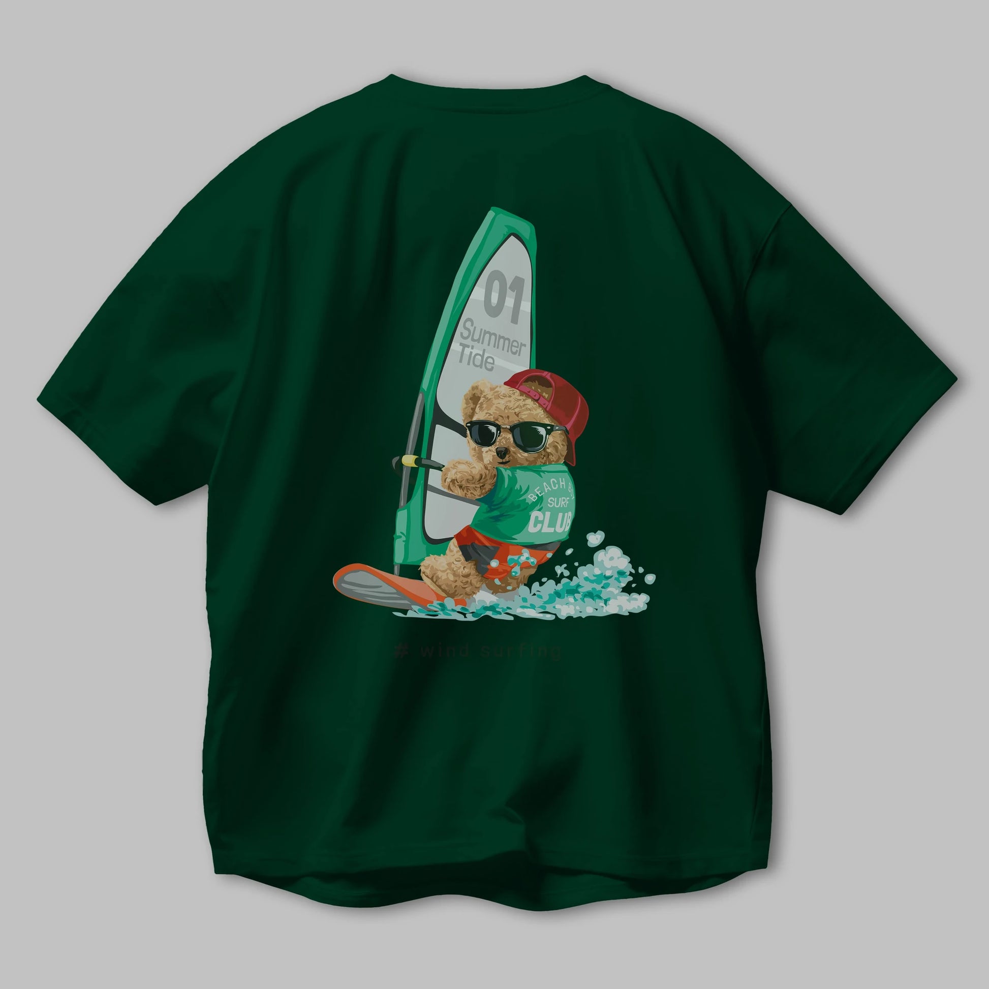 Teddy Bear Summer Tide Arka Baskılı Oversize t-shirt Erkek Kadın Unisex %100 Pamuk