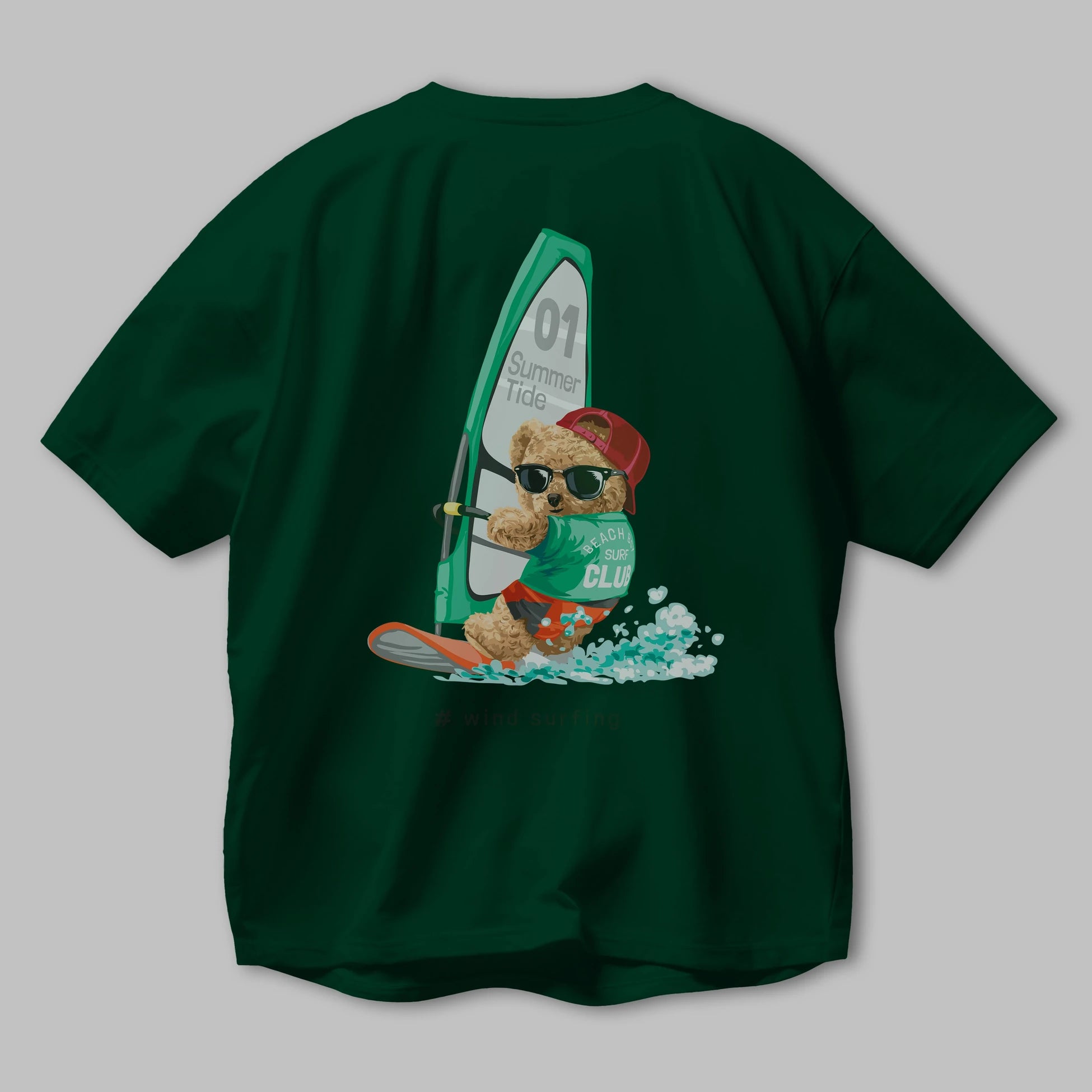 Teddy Bear Summer Tide Arka Baskılı Oversize t-shirt Erkek Kadın Unisex %100 Pamuk