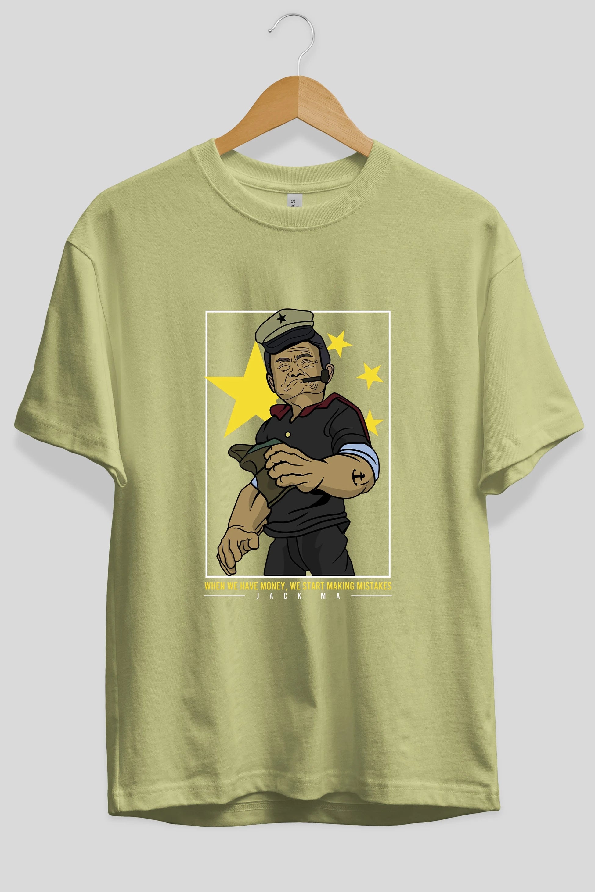 Popeye Jack Ma Ön Baskılı Oversize t-shirt Erkek Kadın Unisex %100 Pamuk tişort