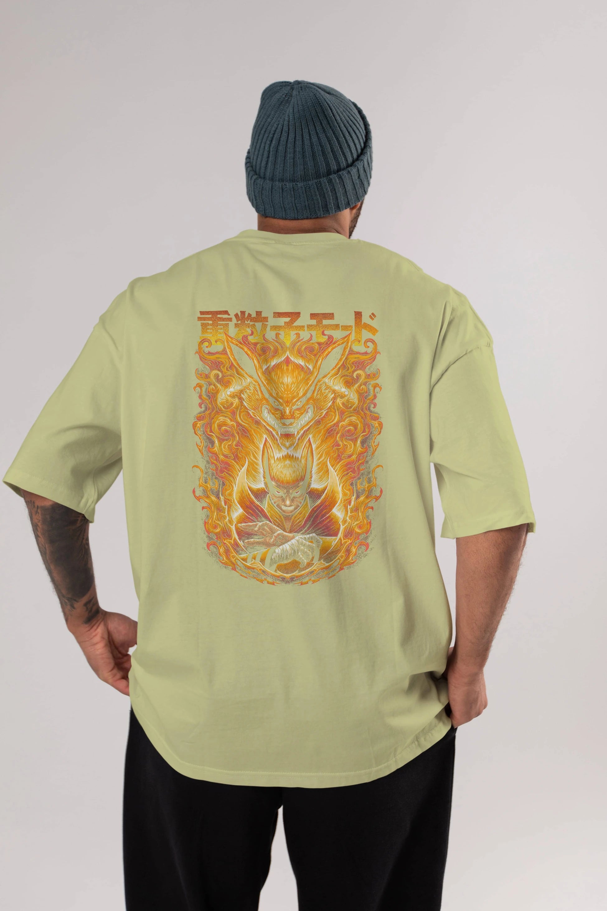 NARUTO KYUUBI 1 Anime Arka Baskılı Oversize t-shirt Erkek Kadın Unisex