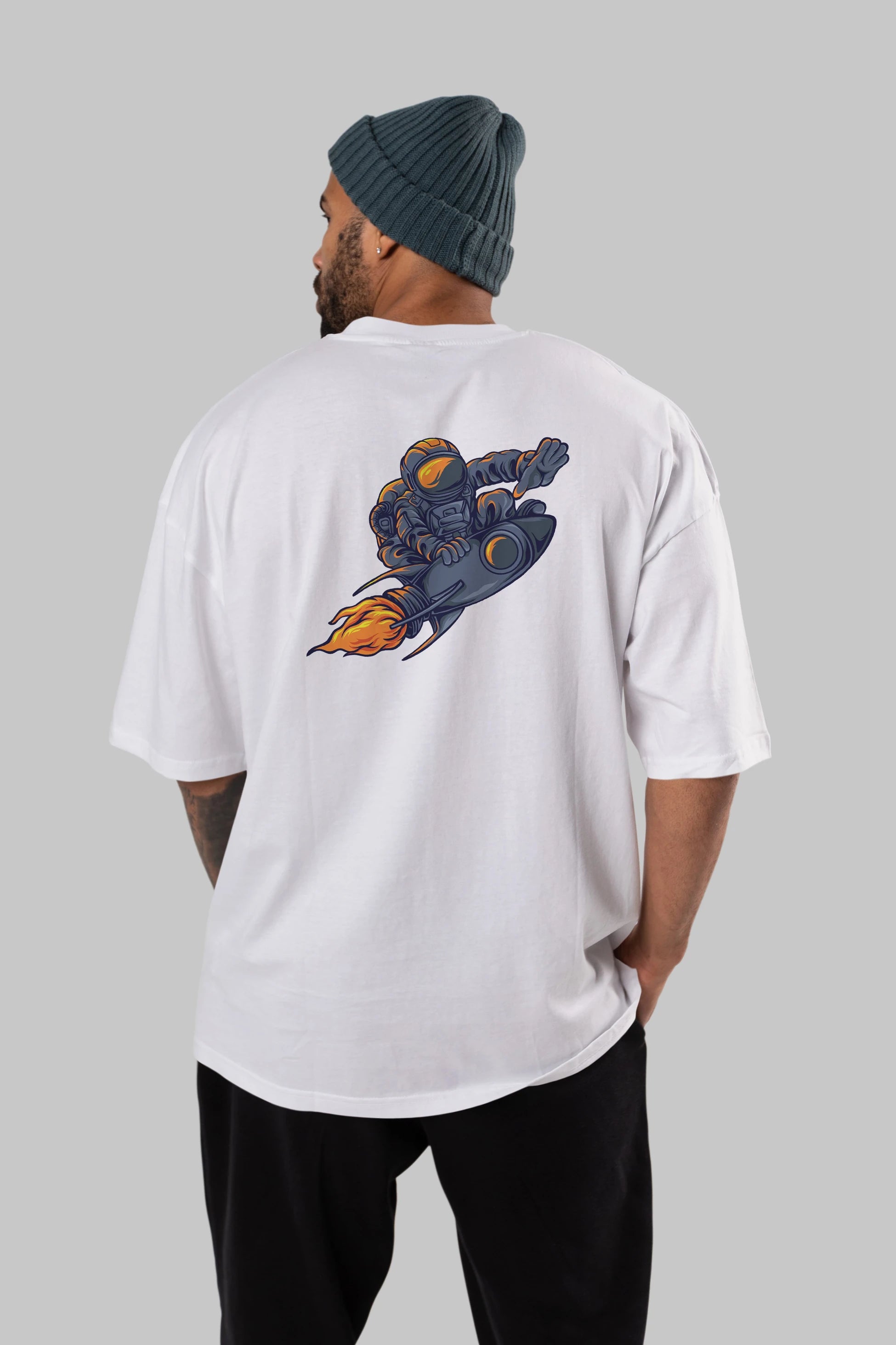 Astrocket Illustration Tshirt Arka Baskılı Oversize t-shirt Erkek Kadın Unisex