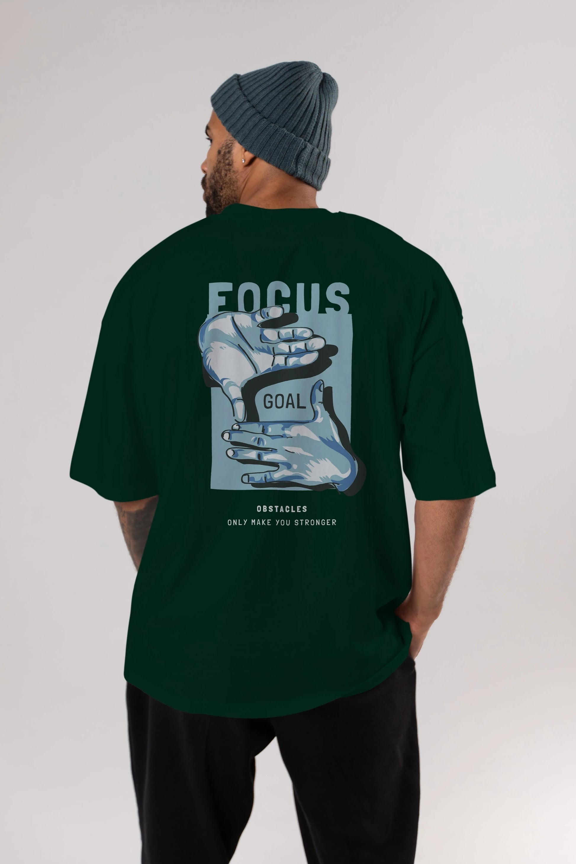 Focus Goal Arka Baskılı Oversize t-shirt Erkek Kadın Unisex
