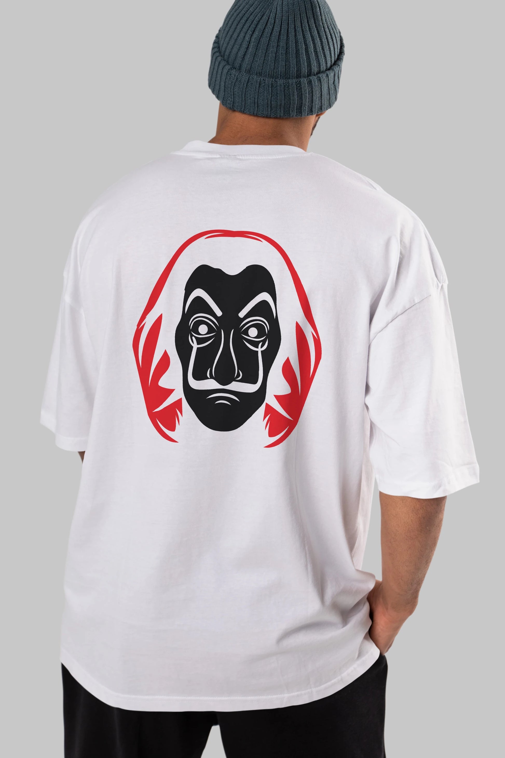 La Casa De Papel (8) Arka Baskılı Oversize t-shirt Erkek Kadın Unisex %100 Pamuk Bisiklet Yaka tişort