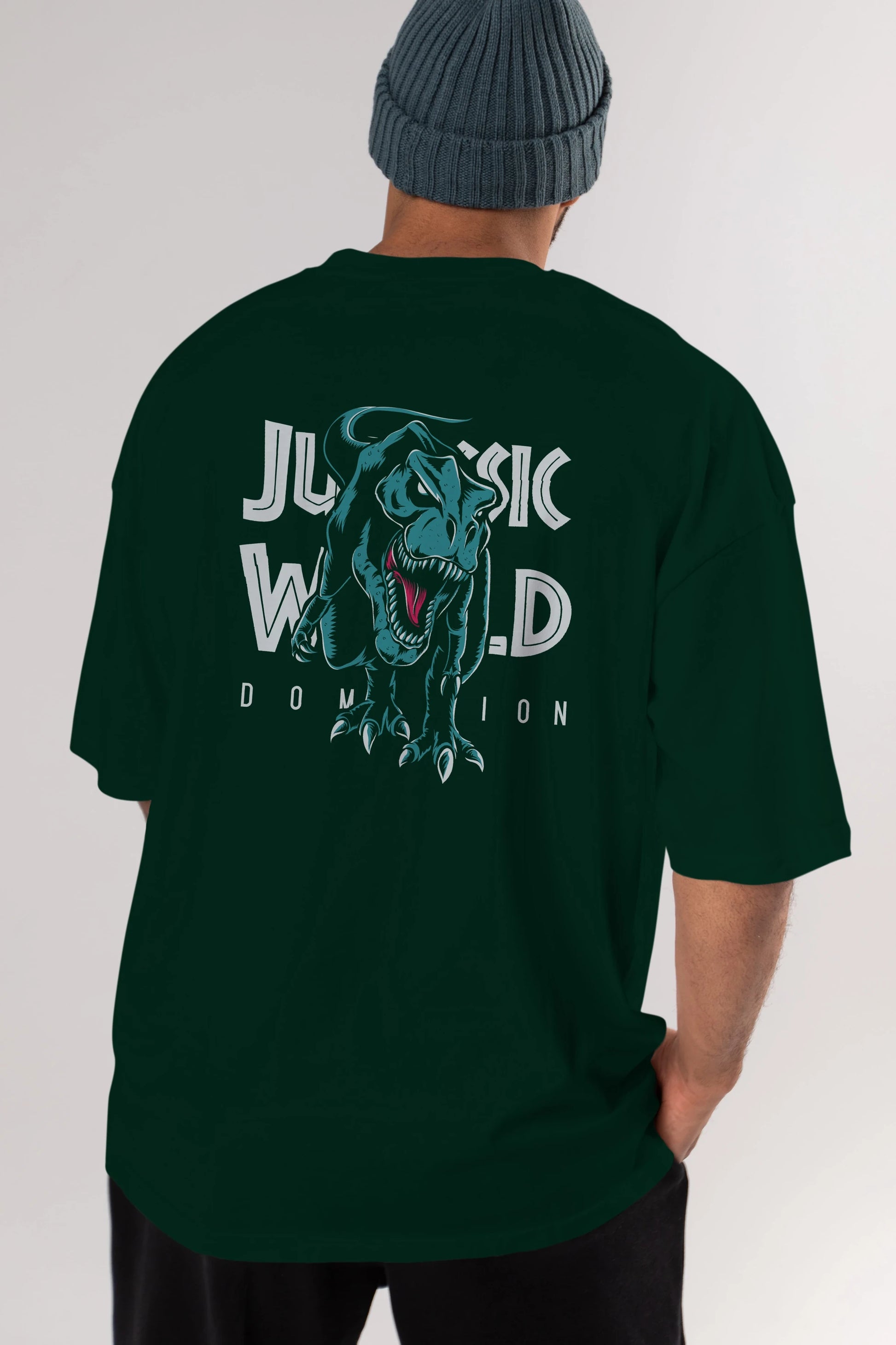 Jurassic Park (1) Arka Baskılı Oversize t-shirt Erkek Kadın Unisex %100 Pamuk Bisiklet Yaka tişort