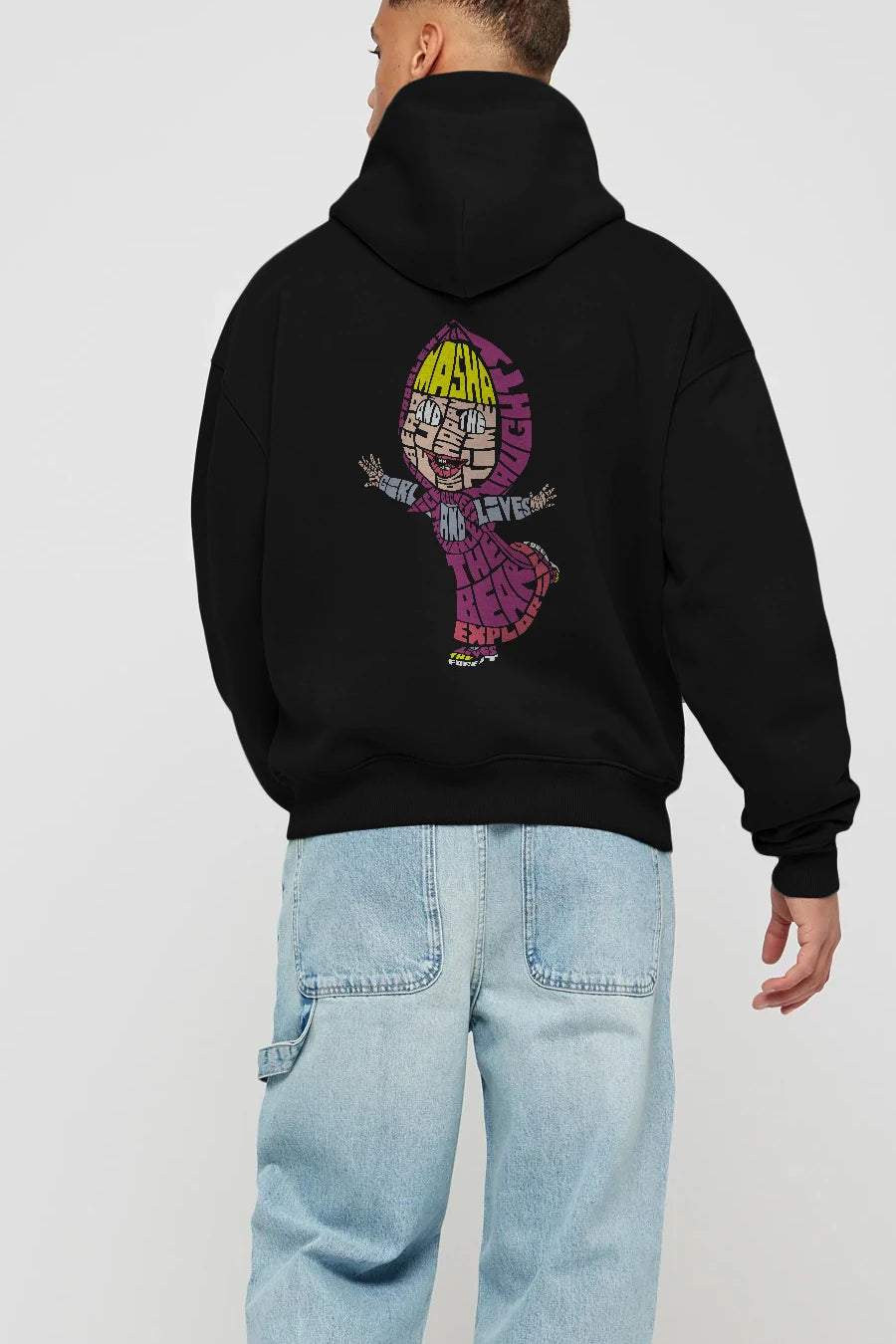 Masha And The Bear Arka Baskılı Hoodie Oversize Kapüşonlu Sweatshirt Erkek Kadın Unisex