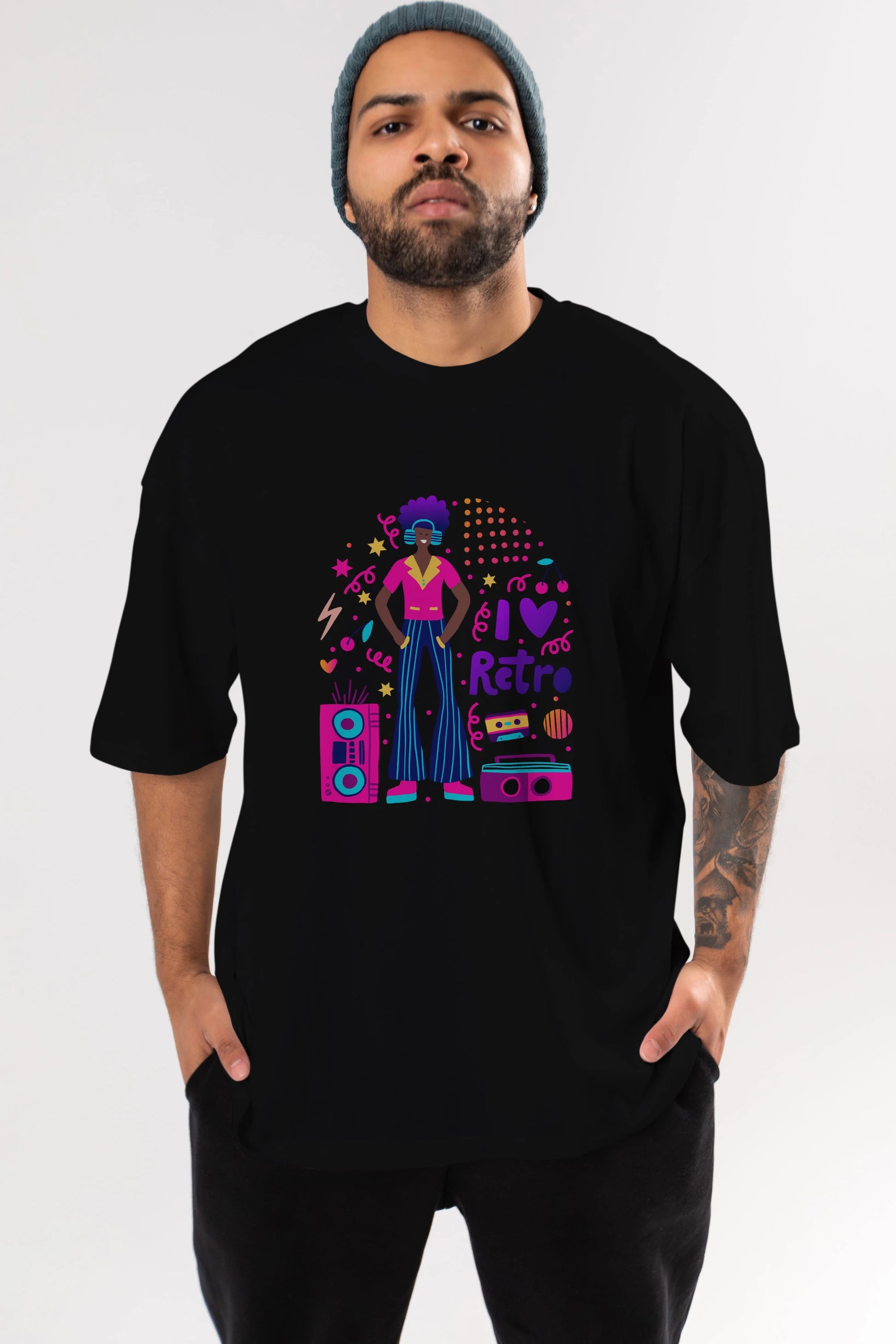Retro Boy Party Ön Baskılı Oversize t-shirt Erkek Kadın Unisex