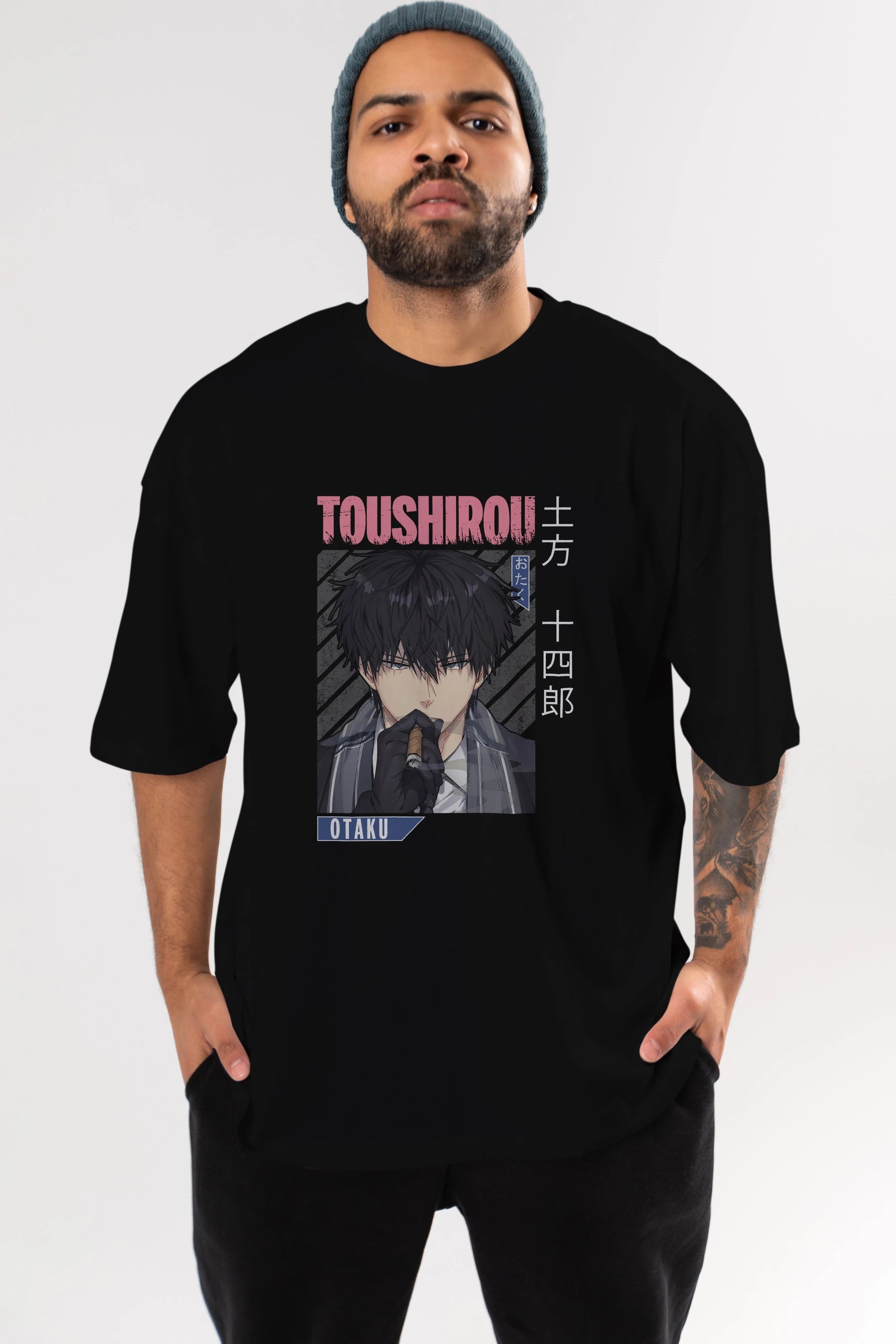 Toushirou Hijikata 2 Anime Ön Baskılı Oversize t-shirt %100 pamuk Erkek Kadın Unisex