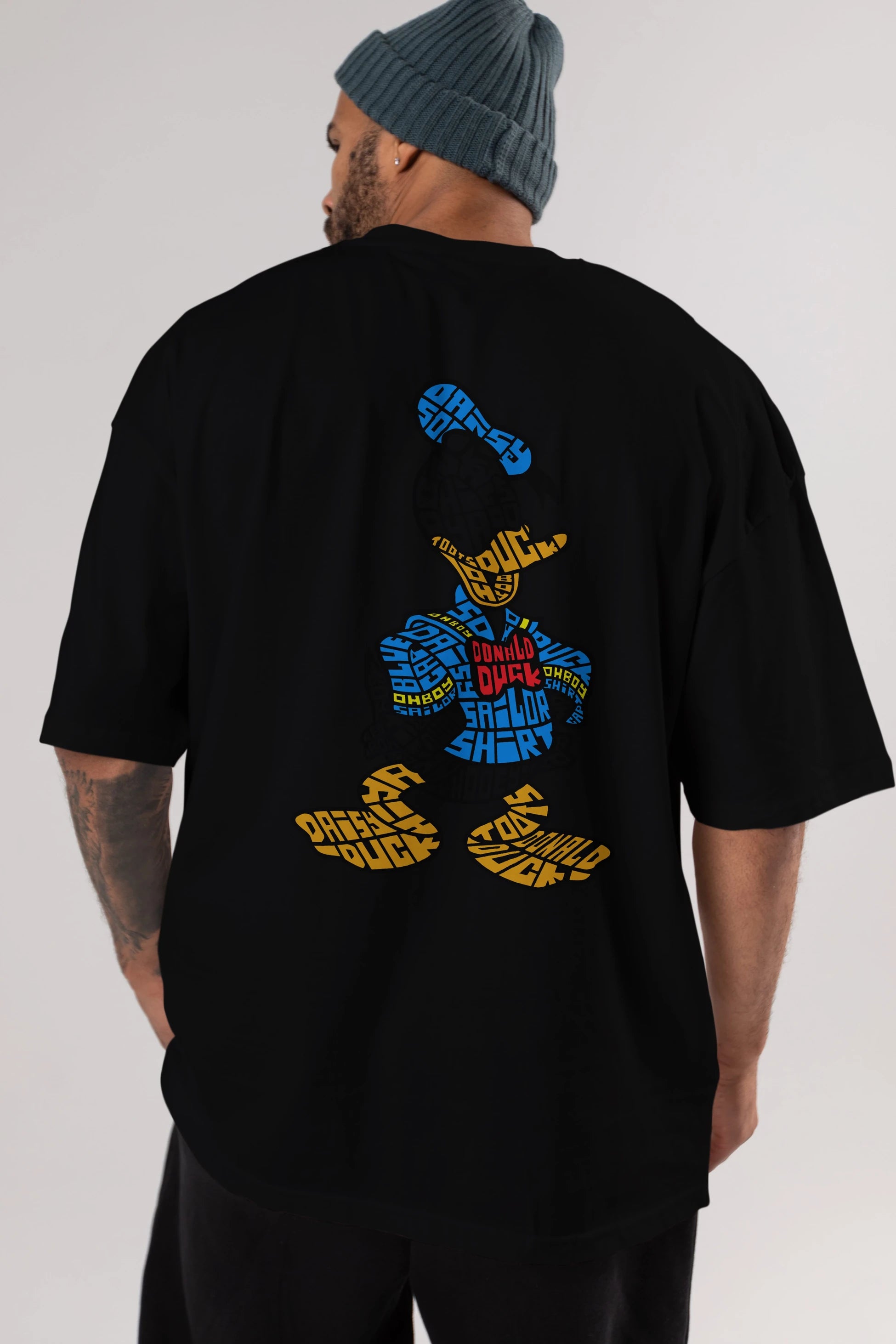 Donald Arka Baskılı Oversize t-shirt %100 pamuk Erkek Kadın Unisex