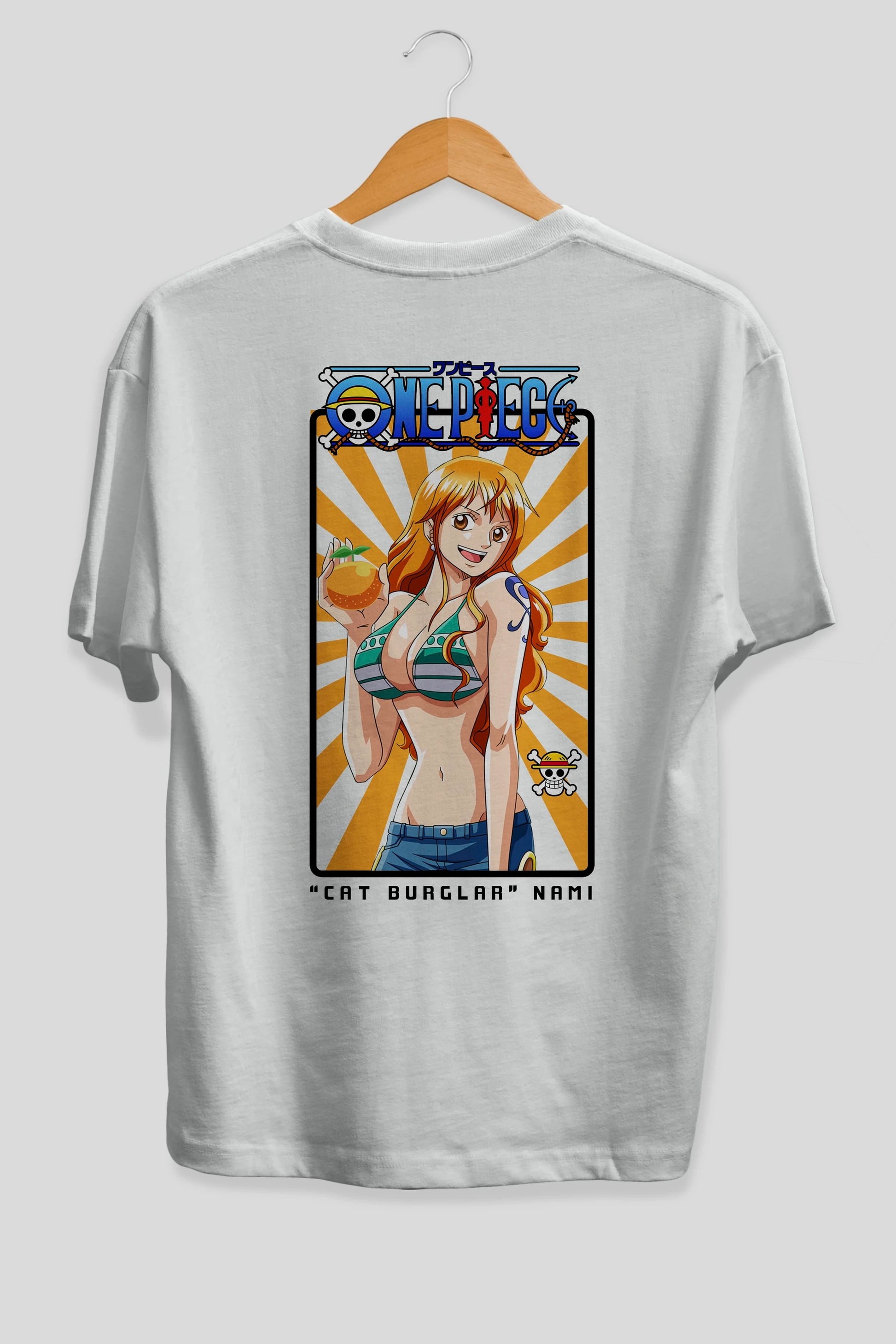 Nami Anime Arka Baskılı Oversize t-shirt Erkek Kadın Unisex %100 pamuk tişort
