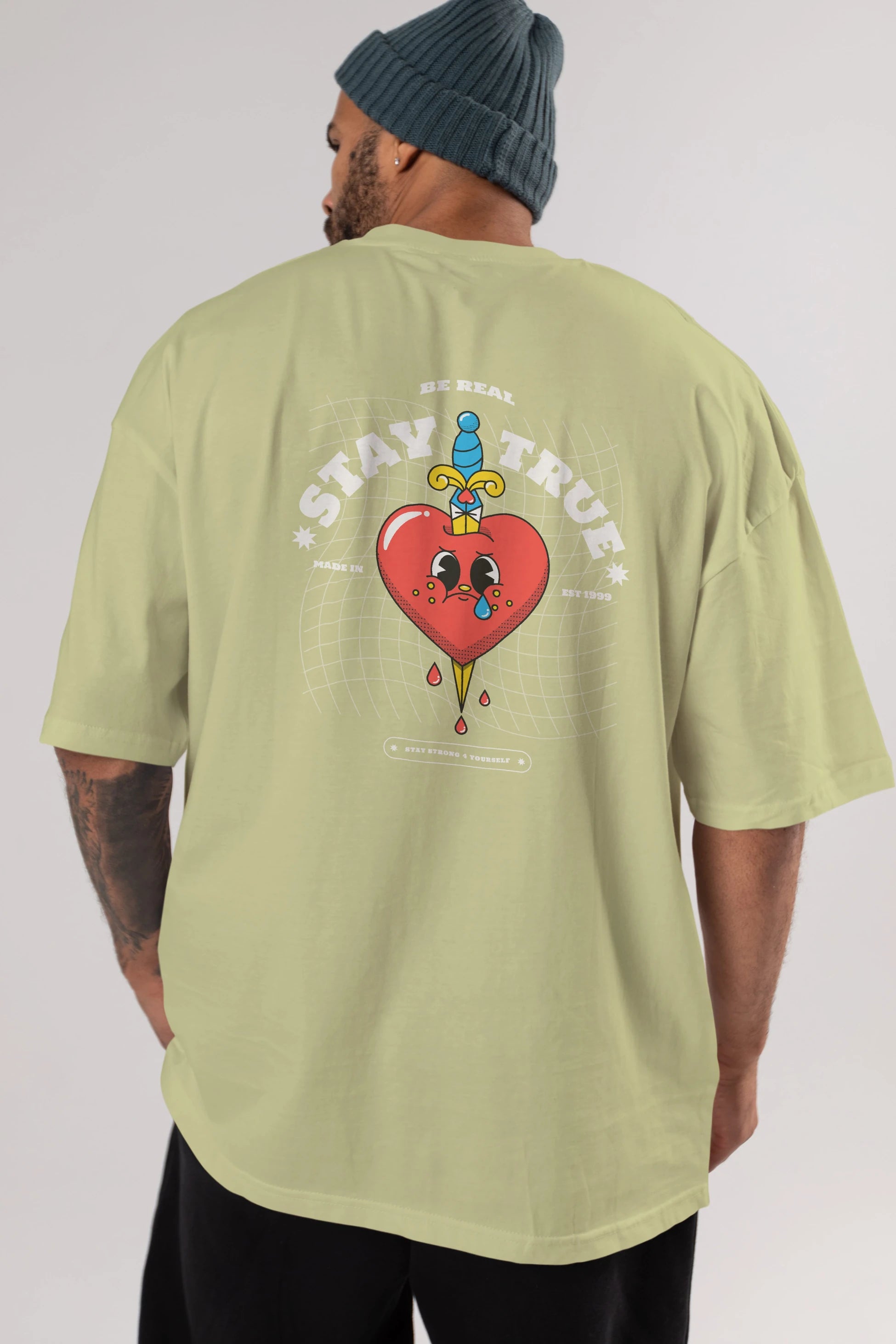 Stay True Arka Baskılı Oversize t-shirt Erkek Kadın Unisex