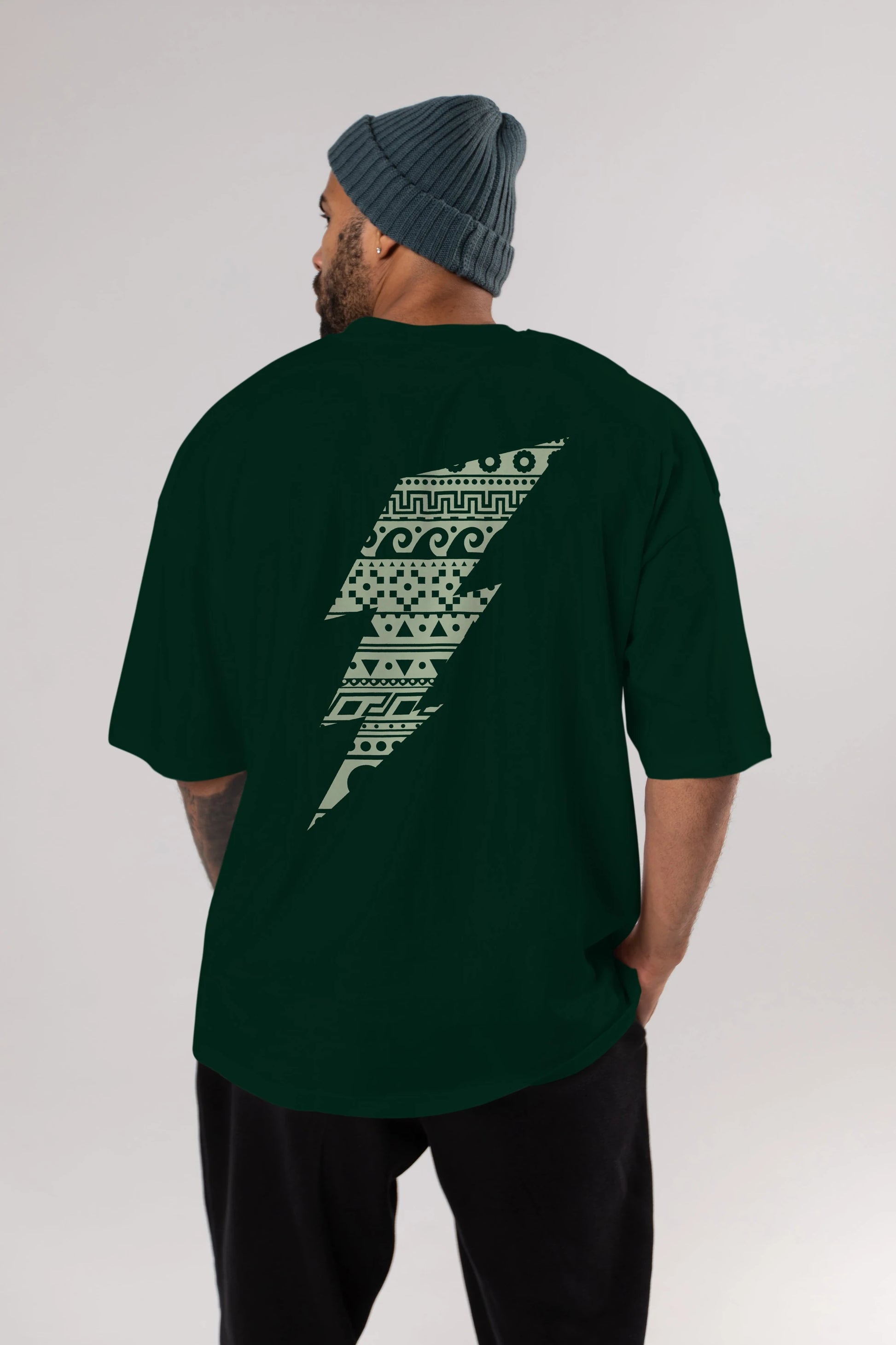 Thunderbolt Arka Baskılı Oversize t-shirt %100 pamuk Erkek Kadın Unisex