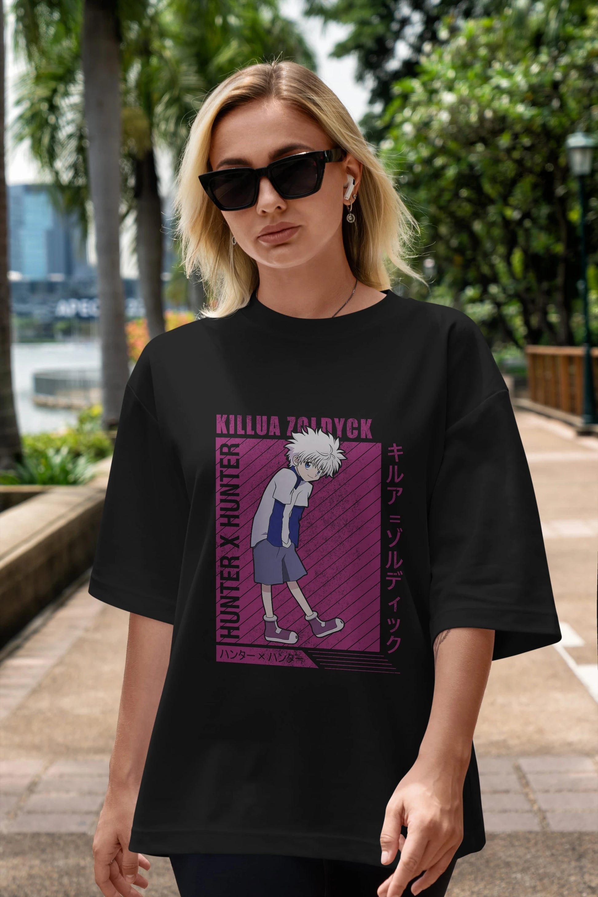 Killua Zoldyck 3 1 Anime Ön Baskılı Oversize t-shirt %100 pamuk Erkek Kadın Unisex