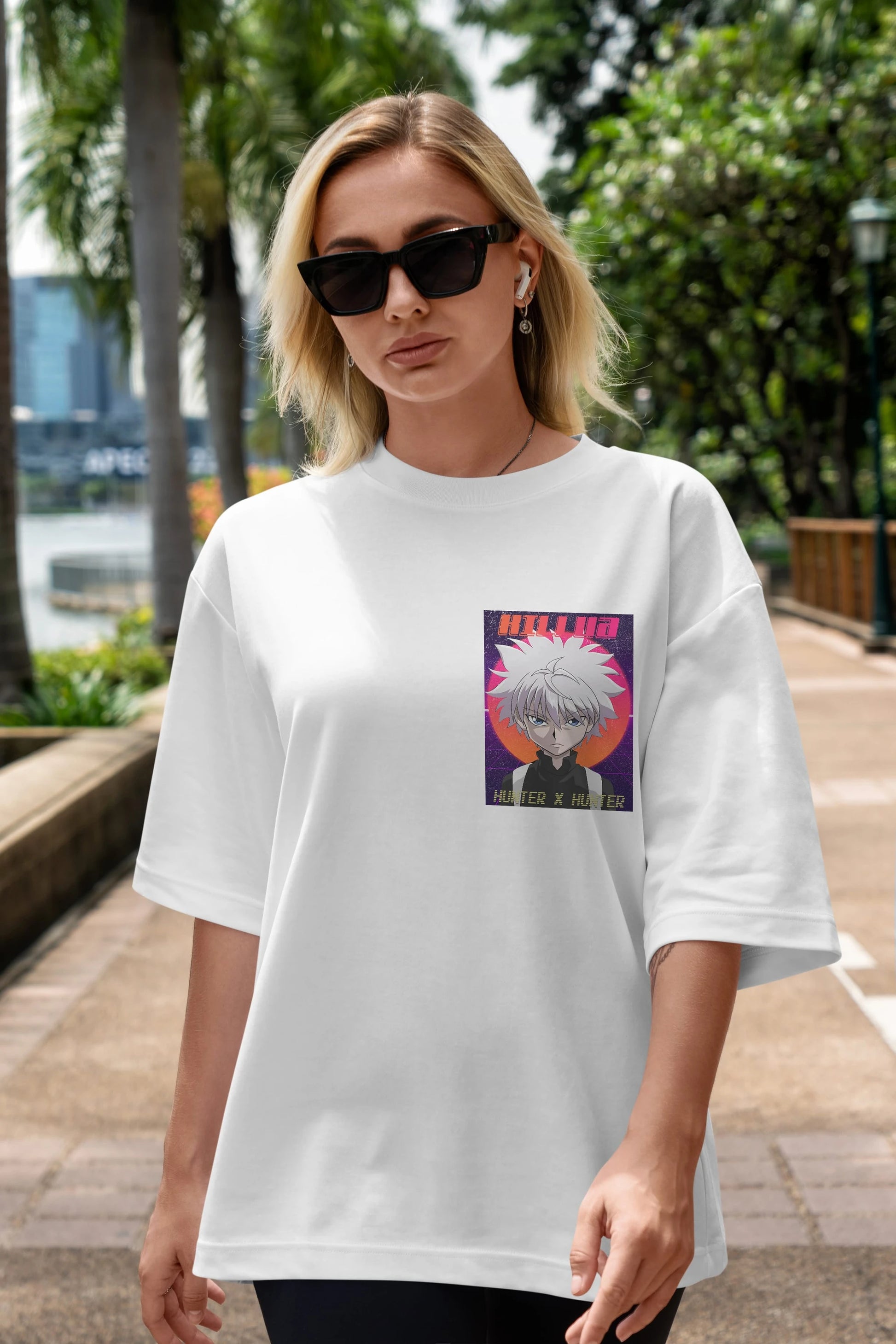 Killua Zoldyck 12 1 Ön Sol Baskılı Oversize t-shirt Erkek Kadın Unisex %100 Pamuk Bisiklet Yaka tişort