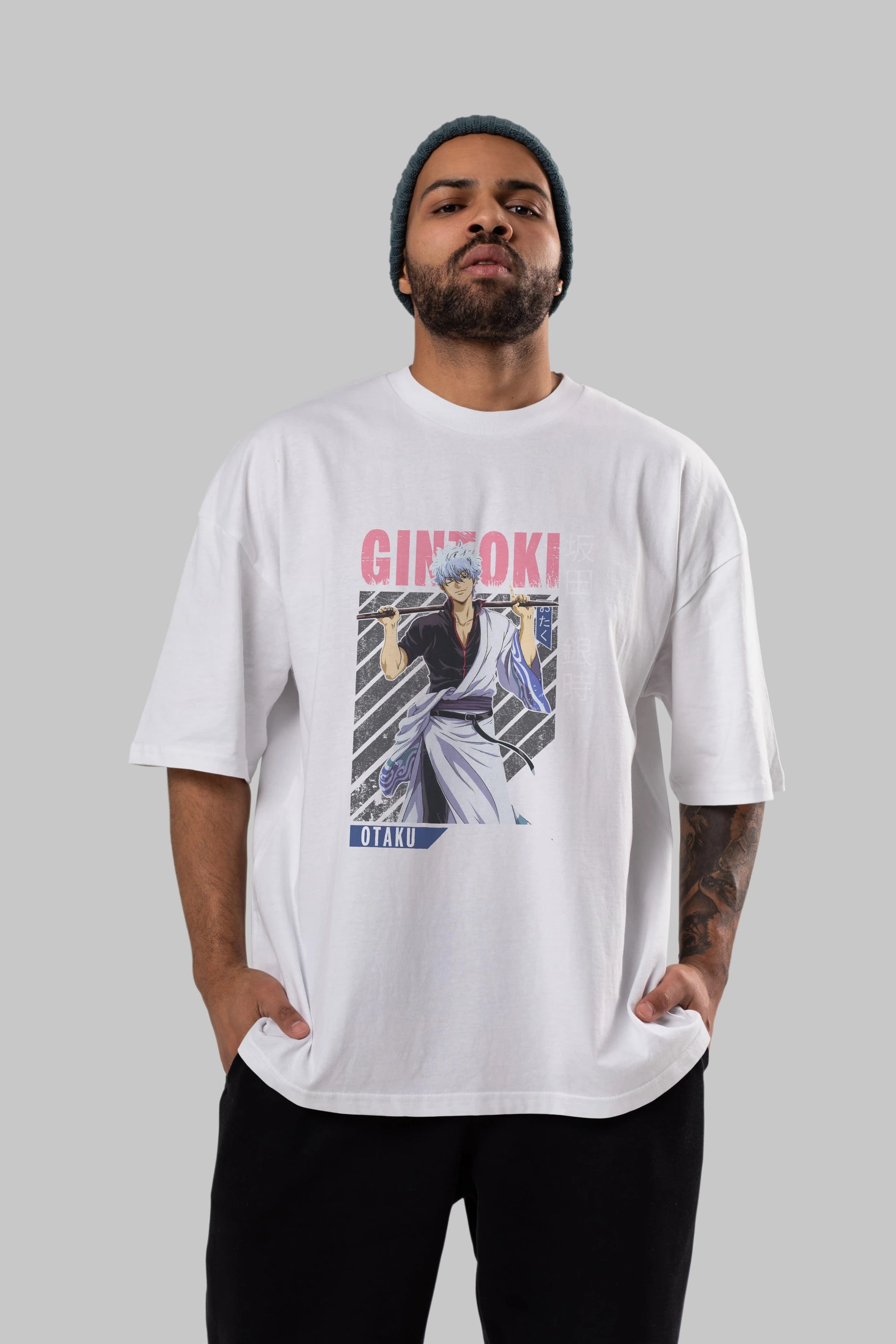 Gintoki Sakata GINTAMA 3 Anime Ön Baskılı Oversize t-shirt %100 pamuk Erkek Kadın Unisex