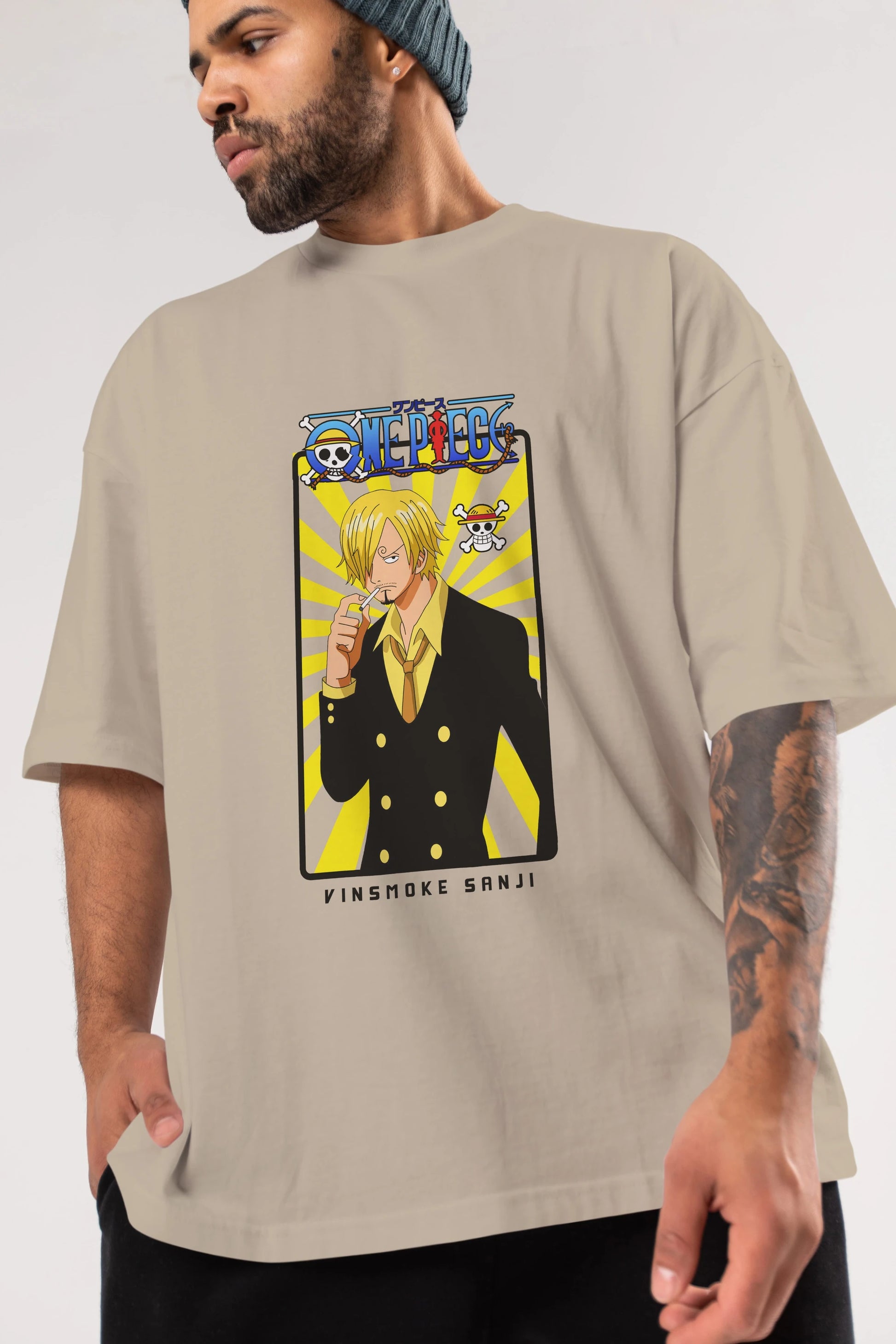Sanji 4 Anime Ön Baskılı Oversize t-shirt Erkek Kadın Unisex