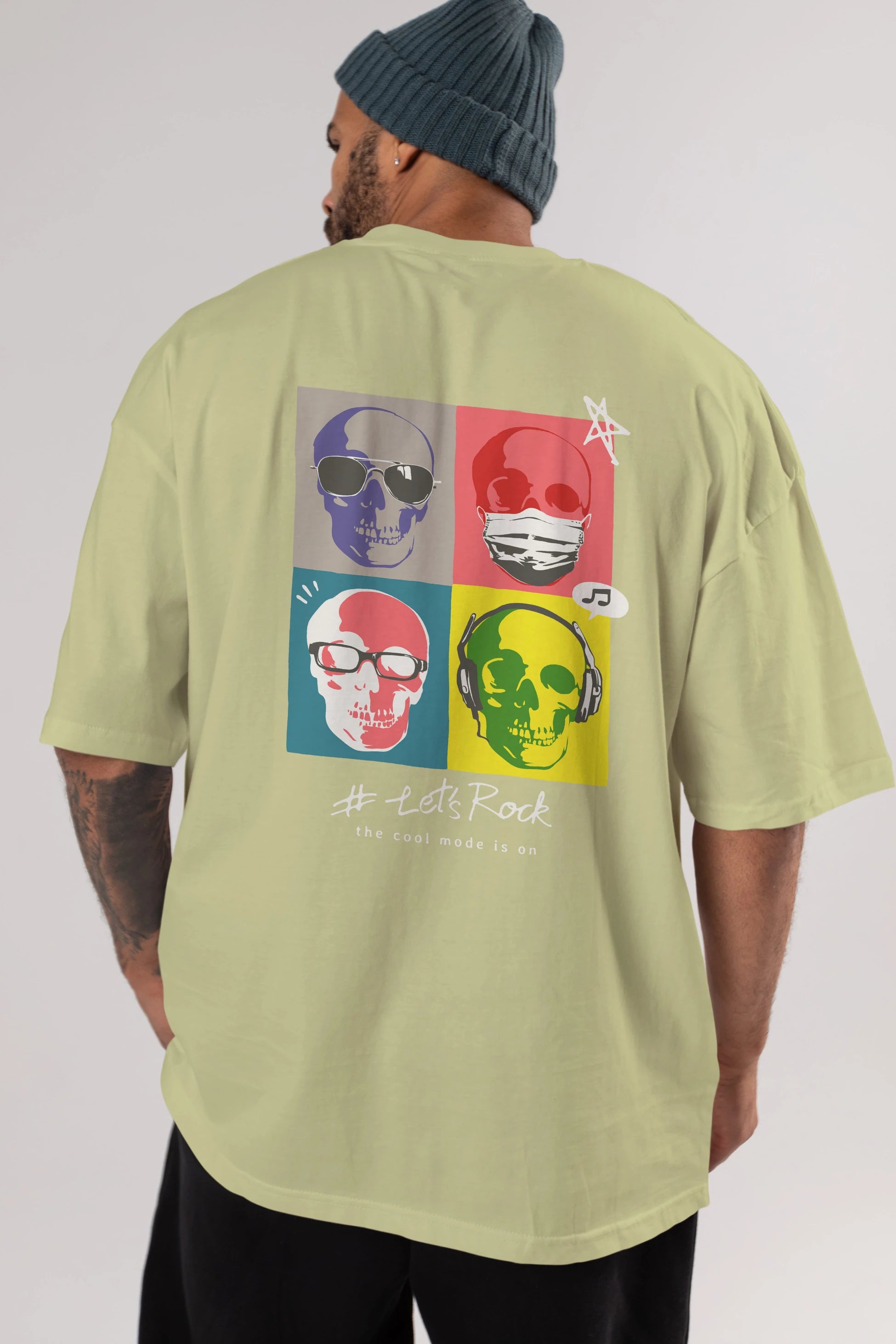 Lets Rock Arka Baskılı Oversize t-shirt Erkek Kadın Unisex