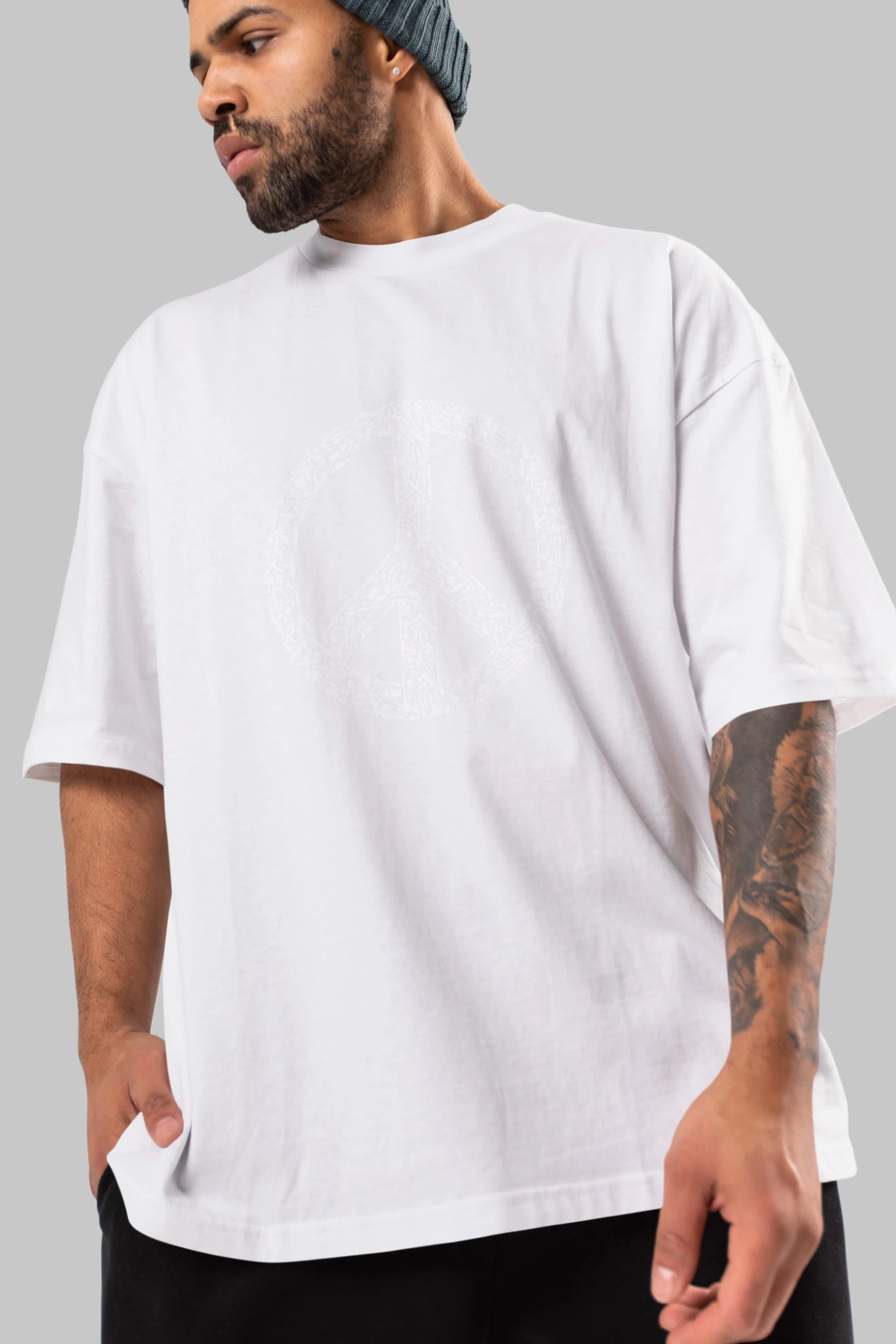 War Peace Ön Baskılı Oversize t-shirt %100 pamuk Erkek Kadın Unisex