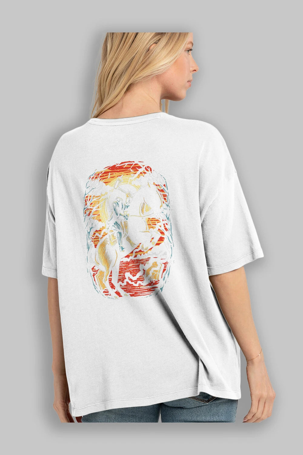 Headless Horseman Arka Baskılı Oversize t-shirt Erkek Kadın Unisex %100 Pamuk