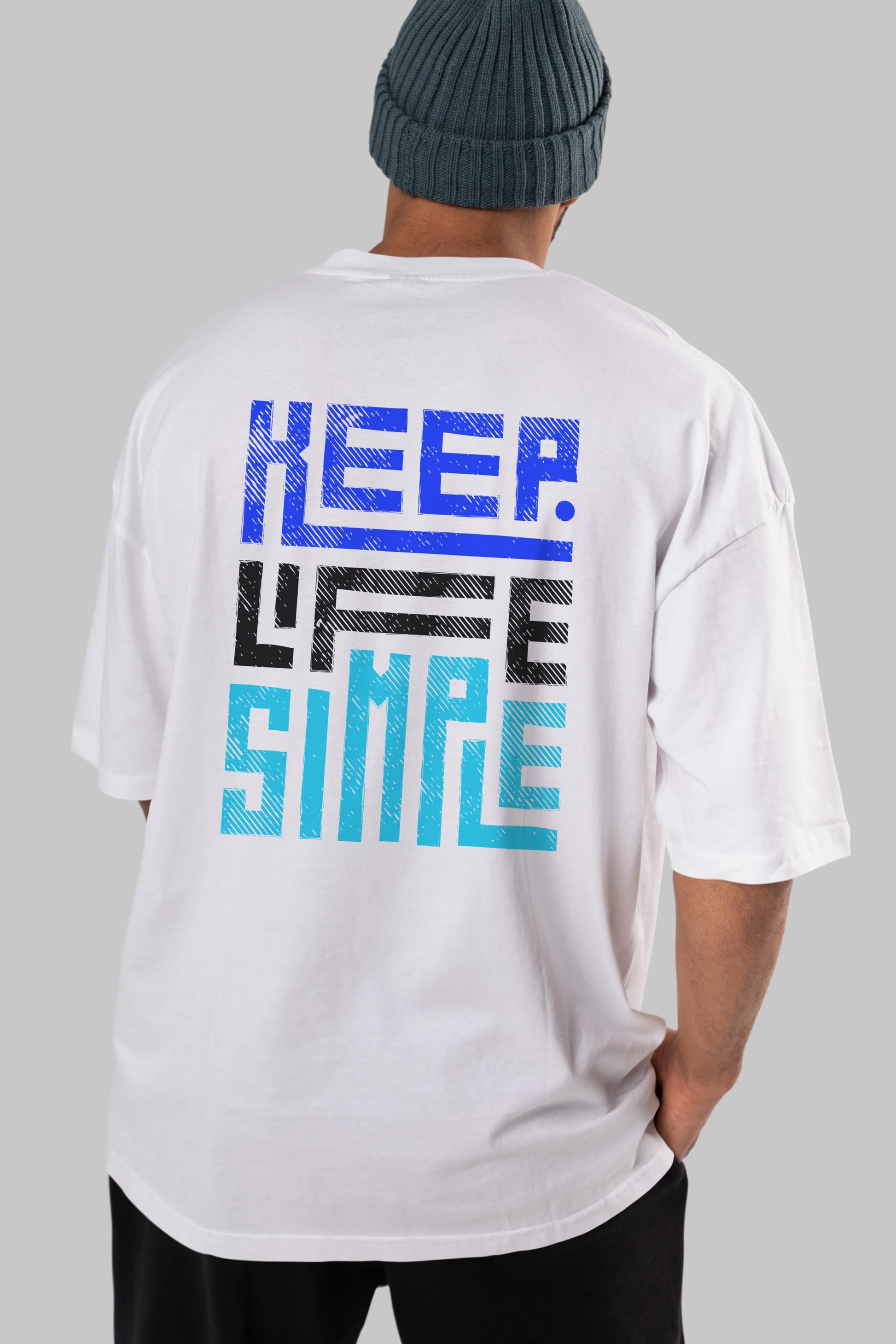Keep Life Simple Yazılı Arka Baskılı Oversize t-shirt Erkek Kadın Unisex