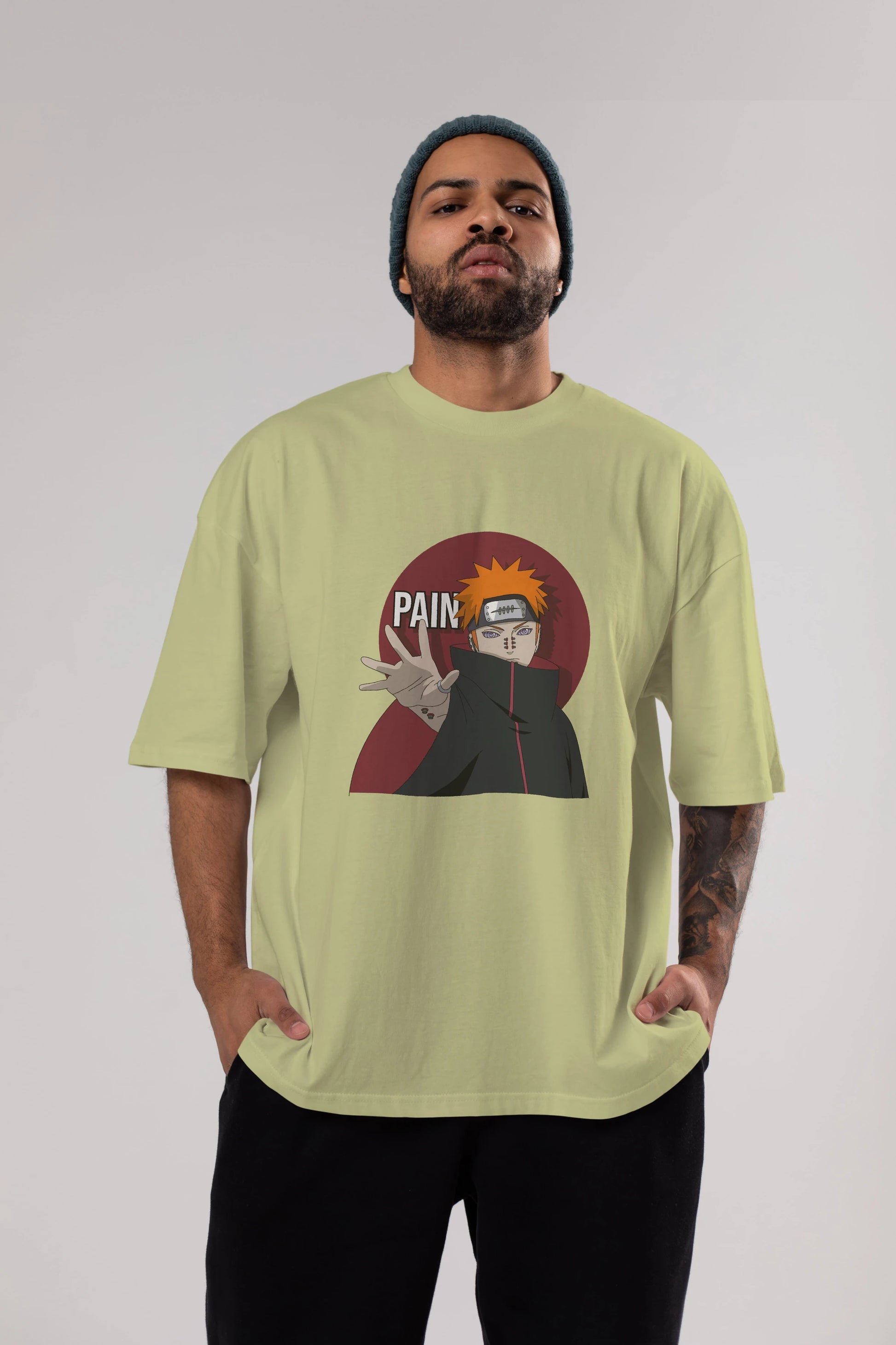 PAIN NARUTO Anime Ön Baskılı Oversize t-shirt %100 pamuk Erkek Kadın Unisex