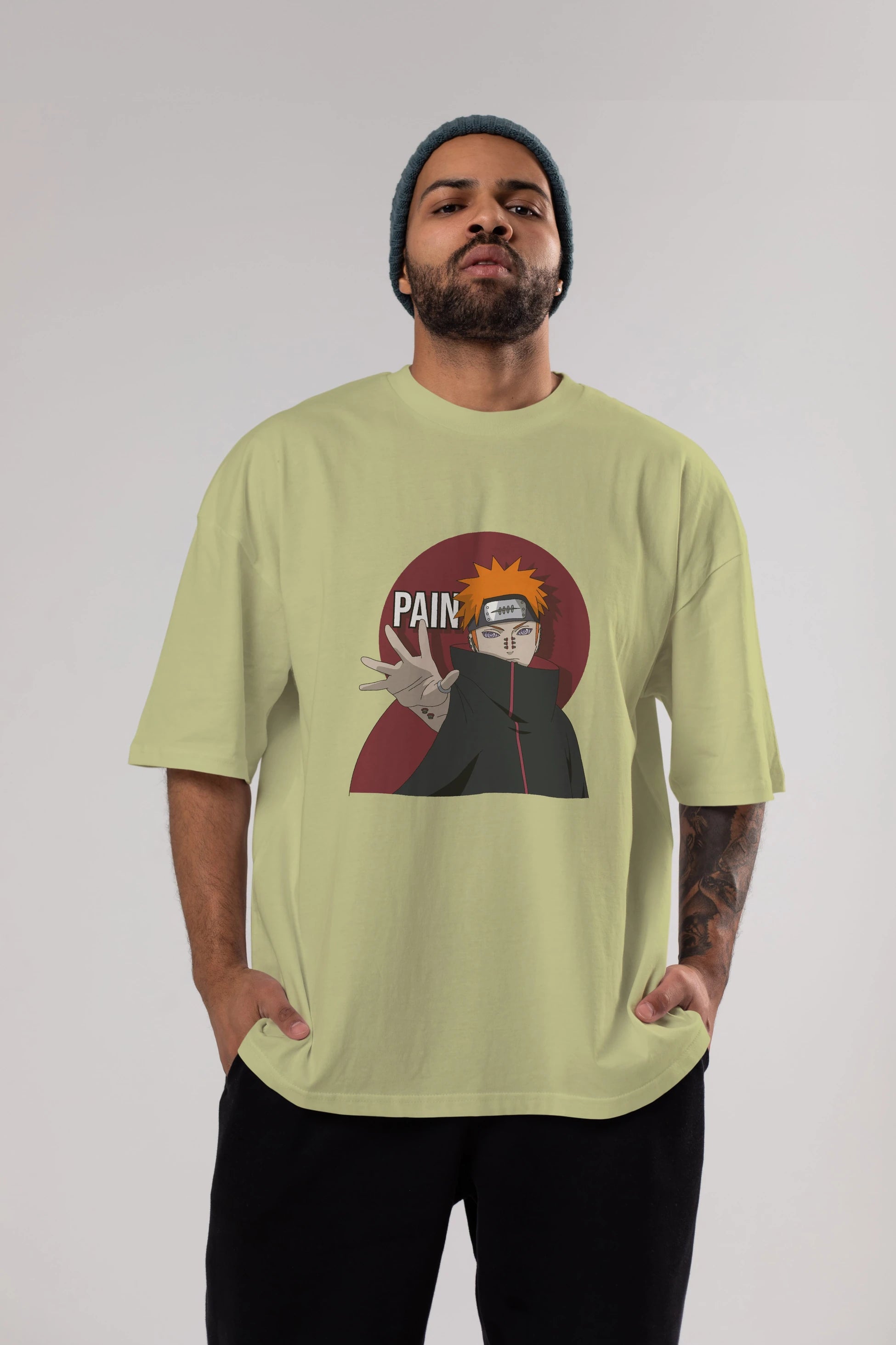 PAIN NARUTO Anime Ön Baskılı Oversize t-shirt %100 pamuk Erkek Kadın Unisex