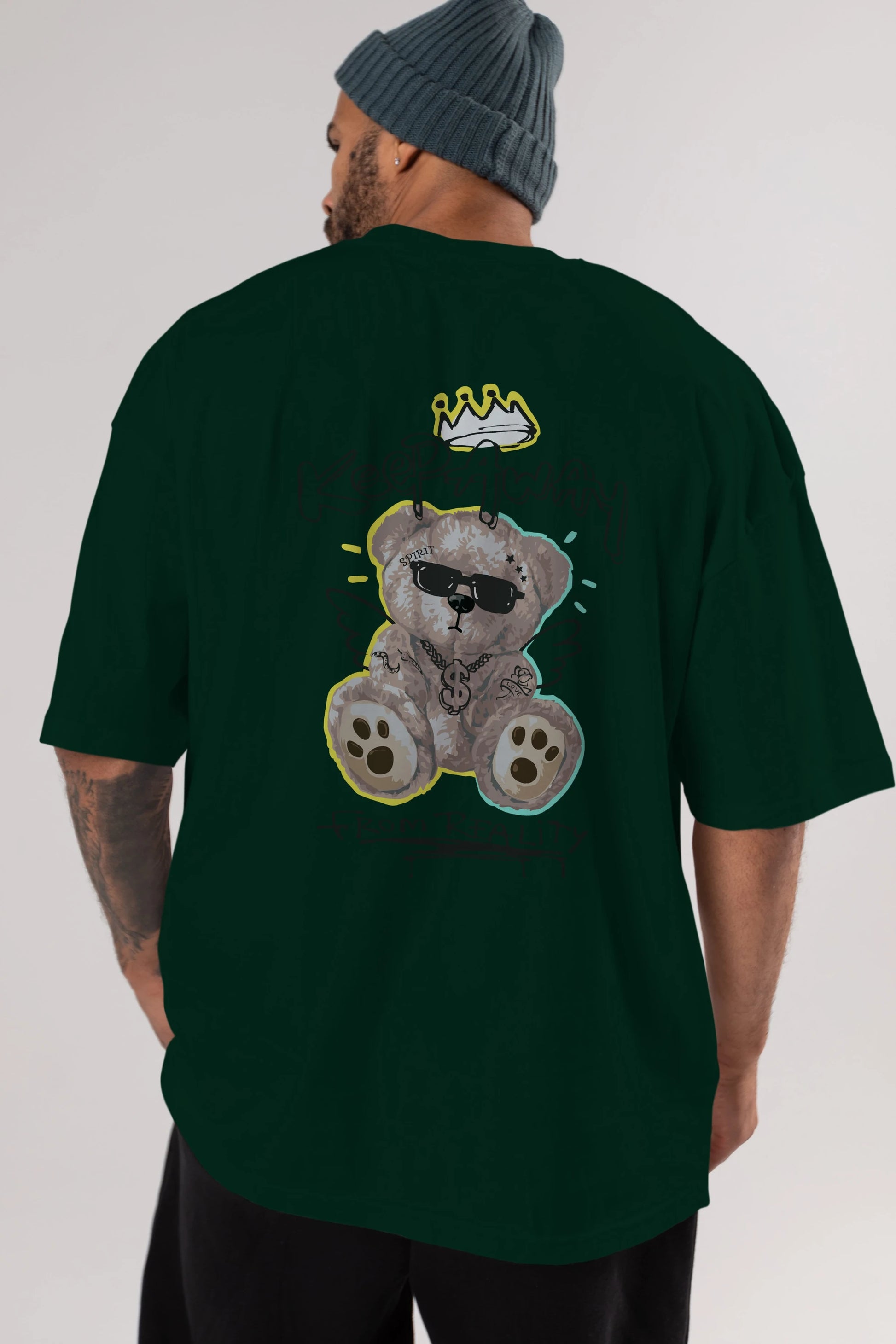 Keep Away Bear 2 Arka Baskılı Oversize t-shirt Erkek Kadın Unisex