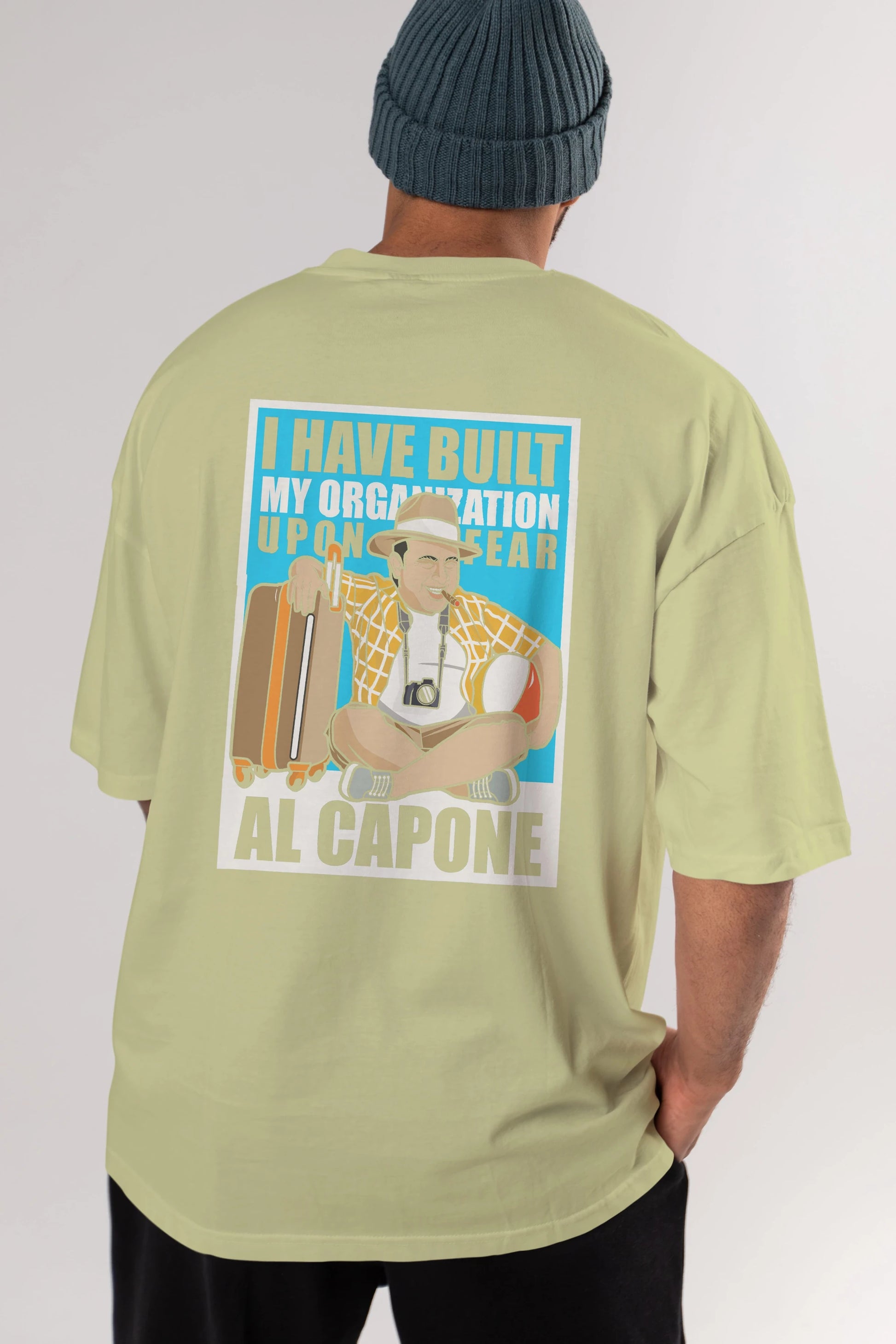 Al Capone Holiday Arka Baskılı Oversize t-shirt Erkek Kadın Unisex %100 Pamuk tişort