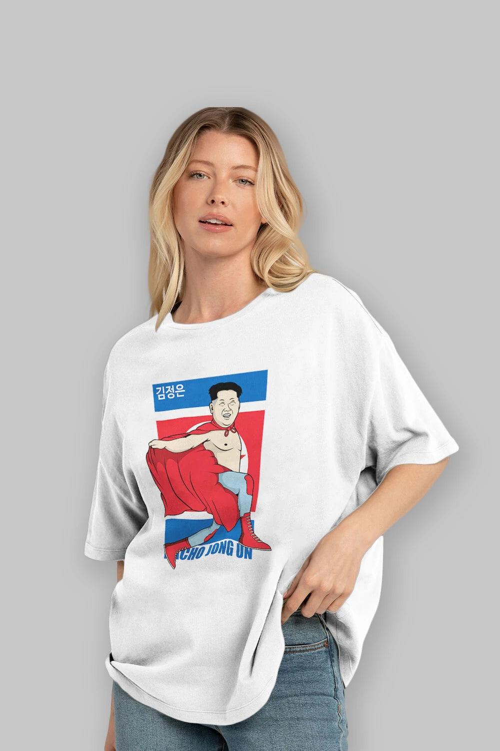 Nacho Libre Jong Un Ön Baskılı Oversize t-shirt Erkek Kadın Unisex %100 Pamuk tişort
