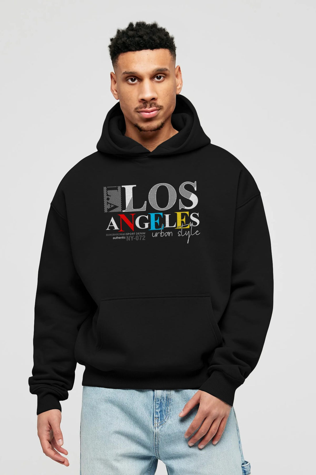 Los Angeles Style Ön Baskılı Oversize Hoodie Kapüşonlu Sweatshirt Erkek Kadın Unisex