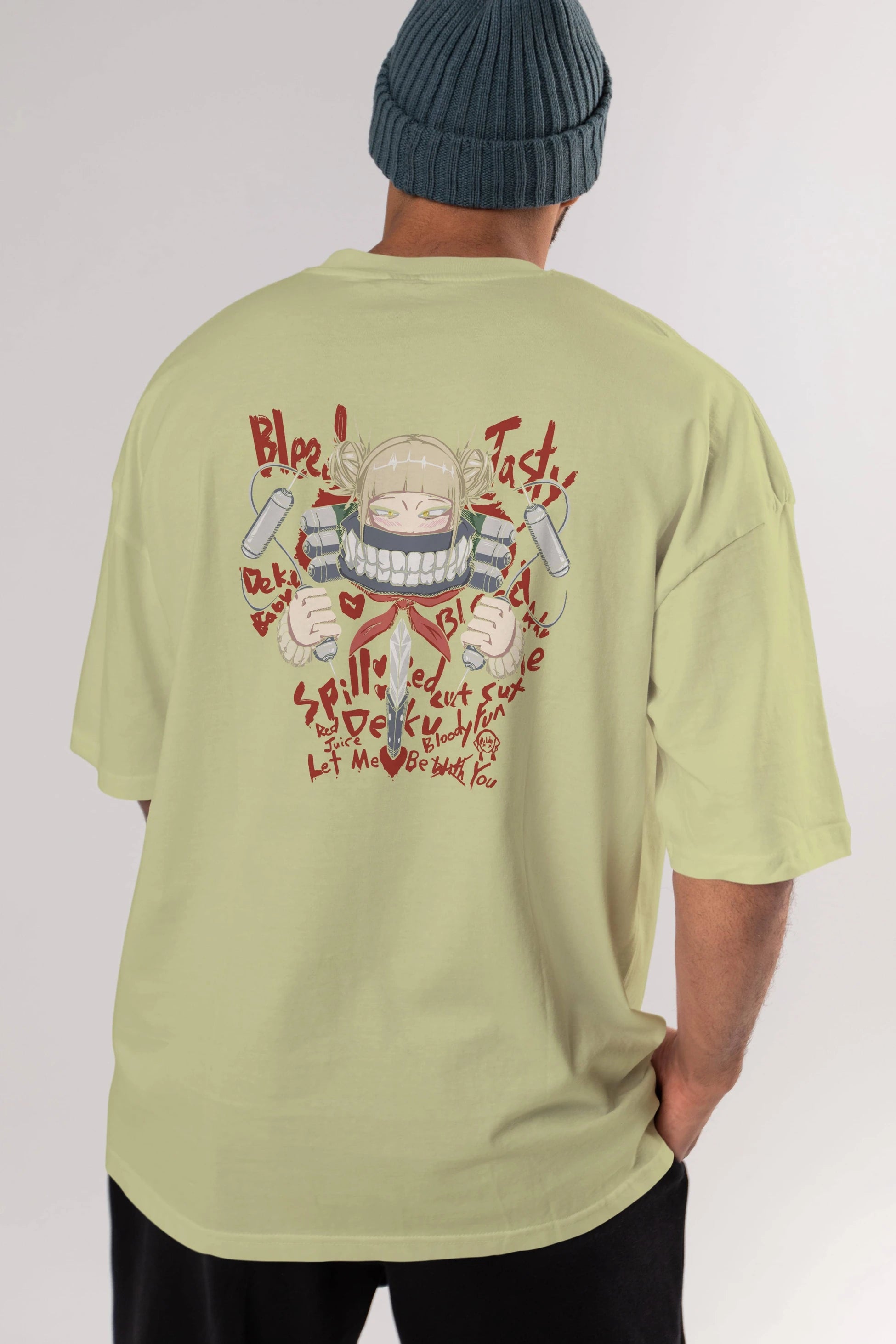 Himiko Toga 1 Anime Arka Baskılı Oversize t-shirt Erkek Kadın Unisex