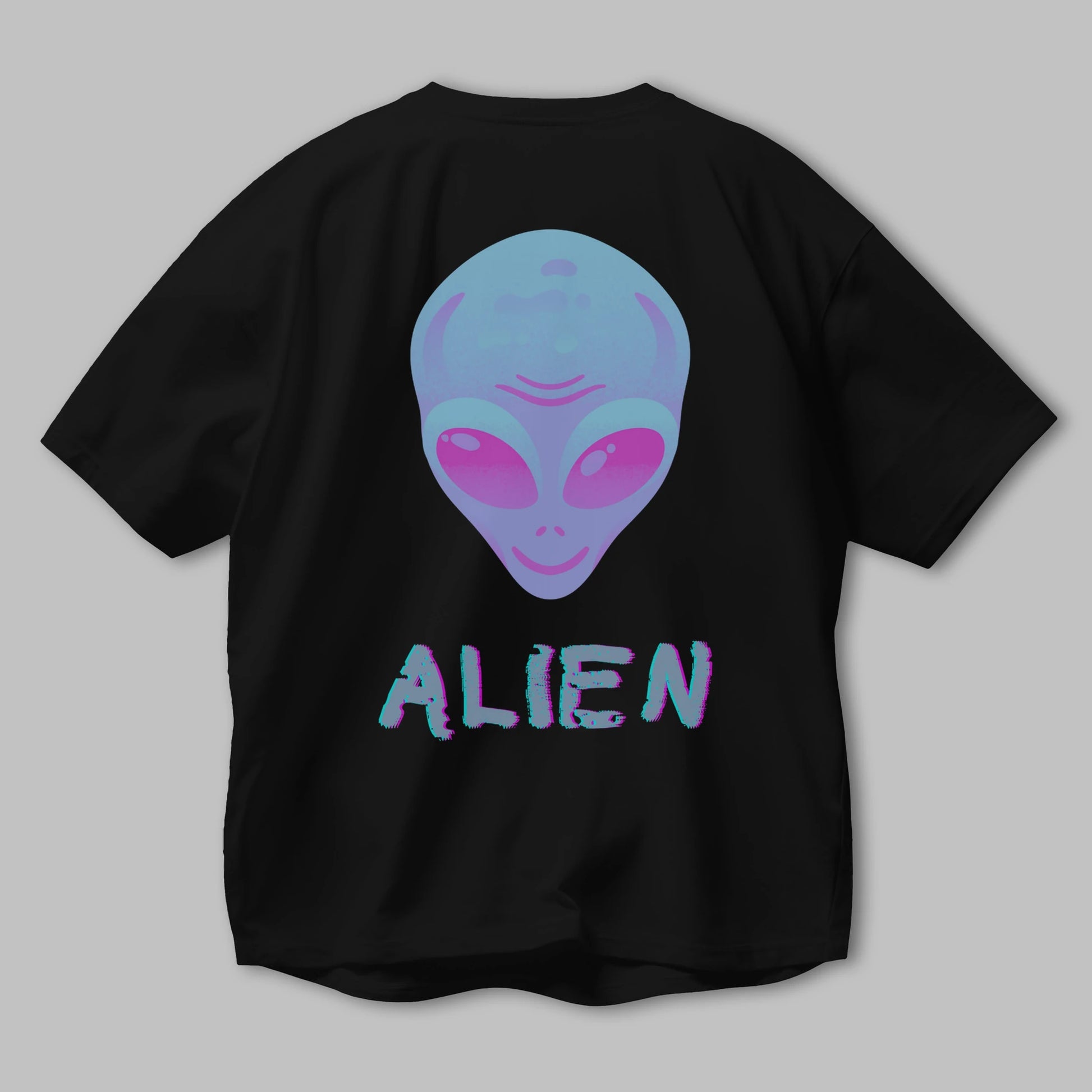 Alien Arka Baskılı Oversize t-shirt Erkek Kadın Unisex