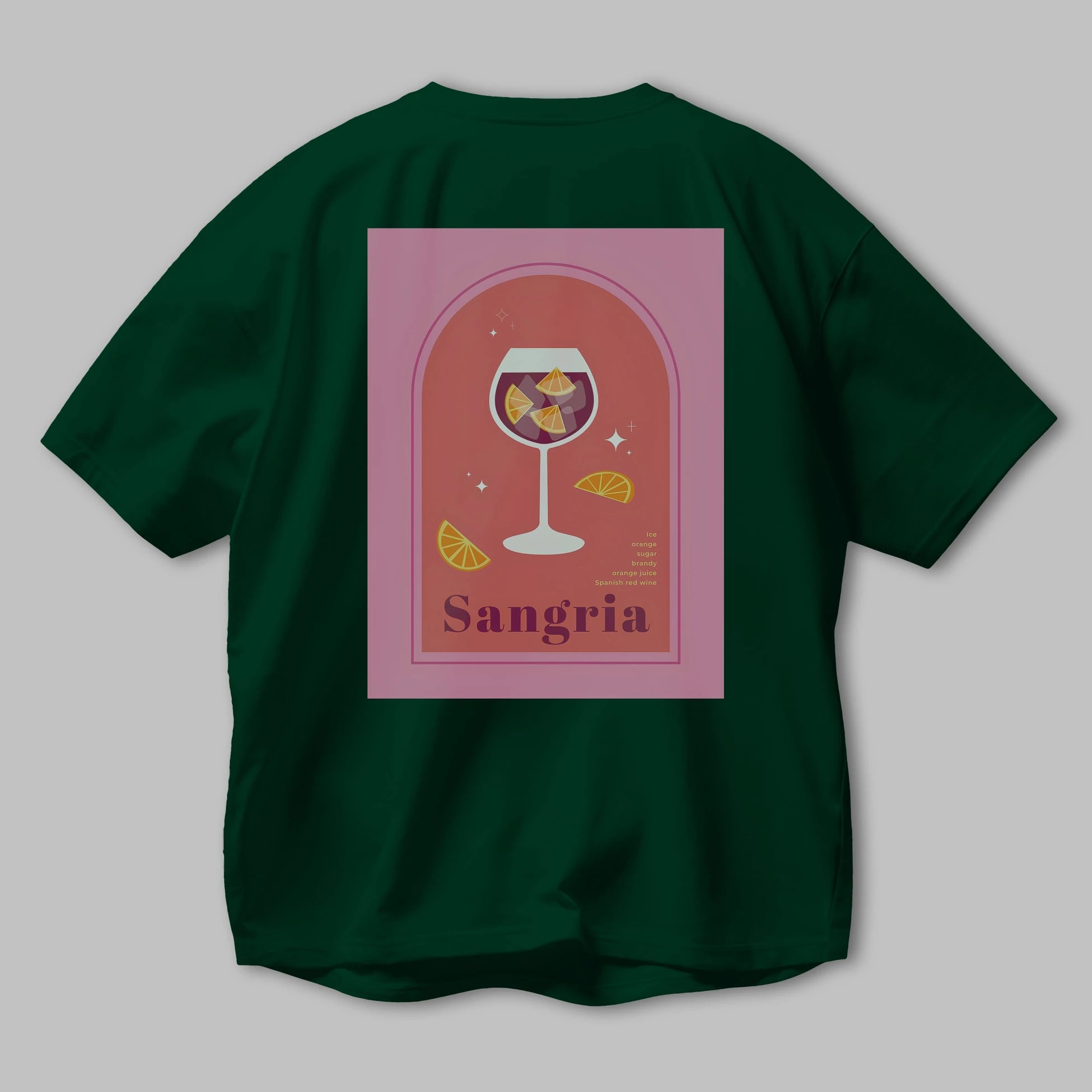 Sangria Arka Baskılı Oversize t-shirt Erkek Kadın Unisex %100 Pamuk Bisiklet Yaka tişort