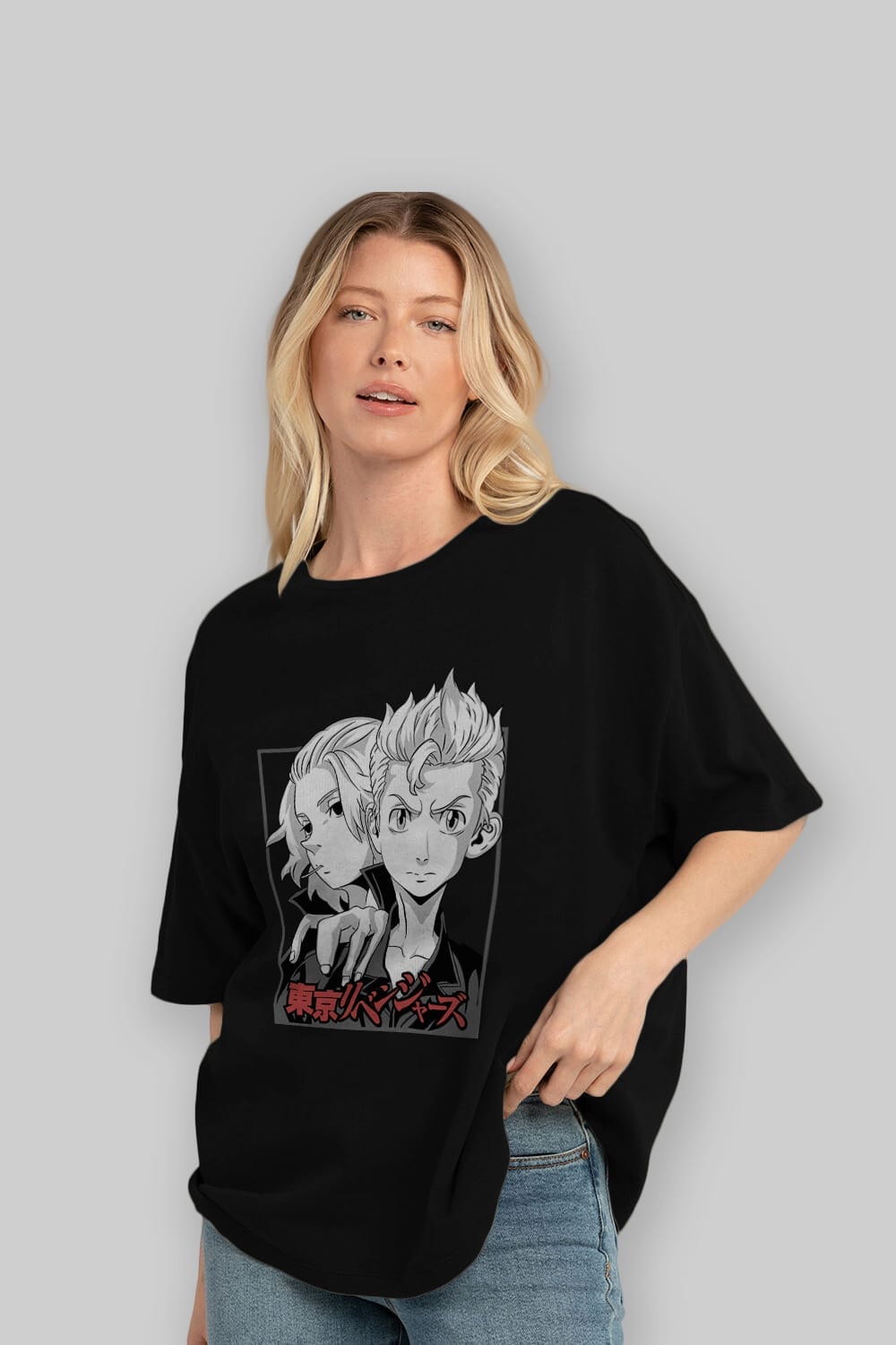TOKYO REVENGERS Anime Ön Baskılı Oversize t-shirt %100 pamuk Erkek Kadın Unisex